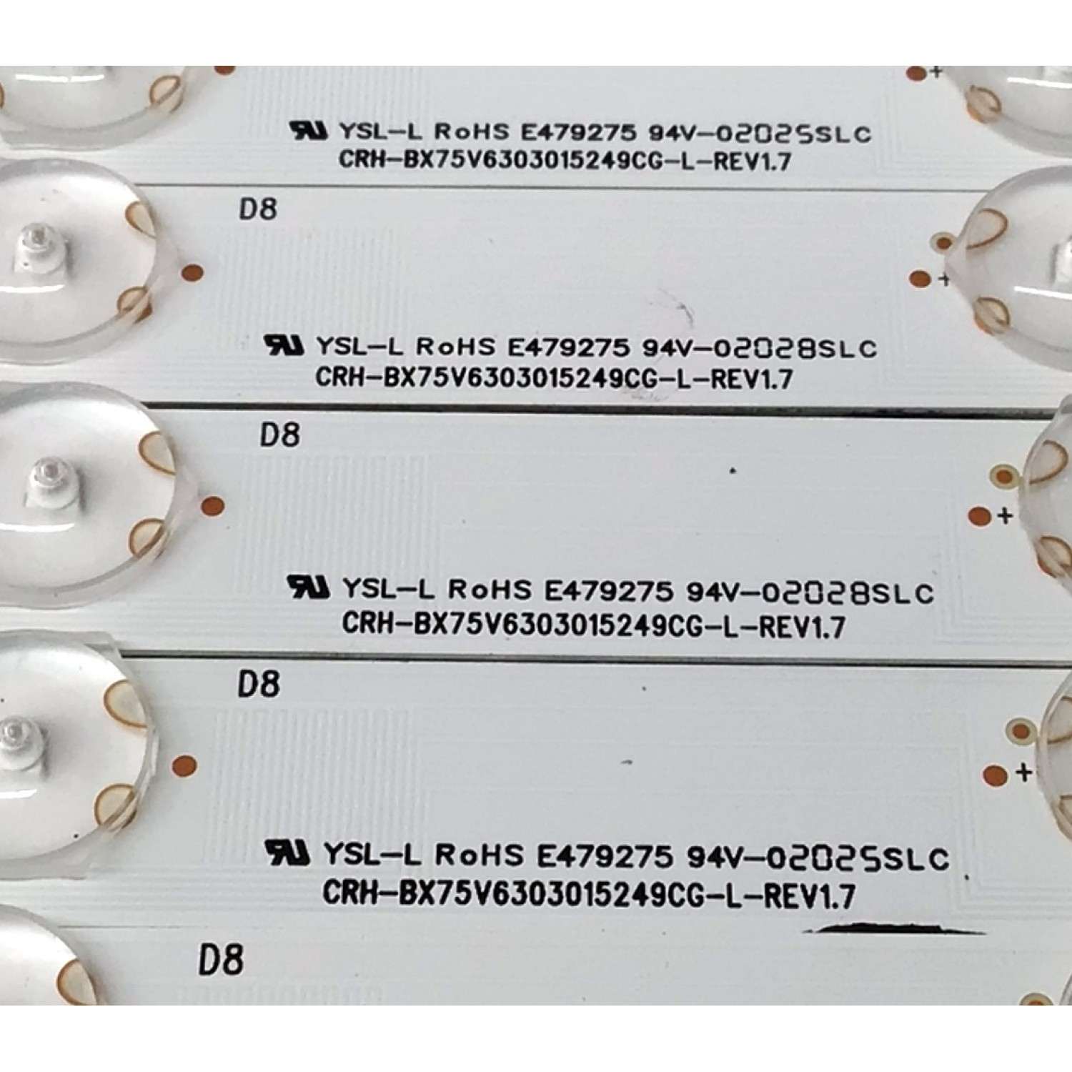 KIT DE LED'S PARA TV HISENSE ((30 PIEZAS)) / NUMERO DE PARTE CRH-BX75V6303015249CG-L-REV1.7 / CRH-BX75V6303015249CG-R-REV1.7 / 1230253 / 1230254 / SVH75065-L / SVH75065-R / HD750V6U81-TAL3K1 / SVH75065-L / SVH75065-R / ST7461D01-6 VER.2.1 / MODELO 75H8G - Imagen 7