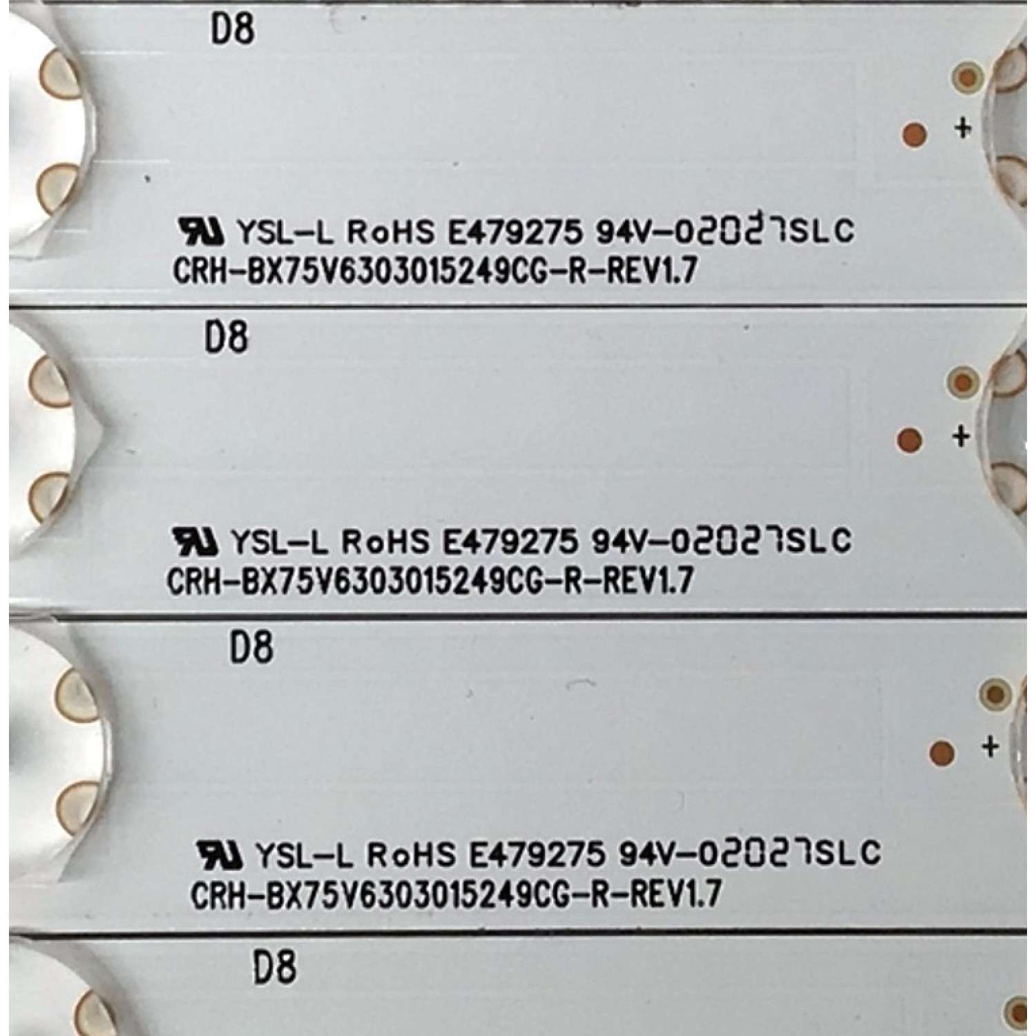 KIT DE LED'S PARA TV HISENSE ((30 PIEZAS)) / NUMERO DE PARTE CRH-BX75V6303015249CG-L-REV1.7 / CRH-BX75V6303015249CG-R-REV1.7 / 1230253 / 1230254 / SVH75065-L / SVH75065-R / HD750V6U81-TAL3K1 / SVH75065-L / SVH75065-R / ST7461D01-6 VER.2.1 / MODELO 75H8G - Imagen 6