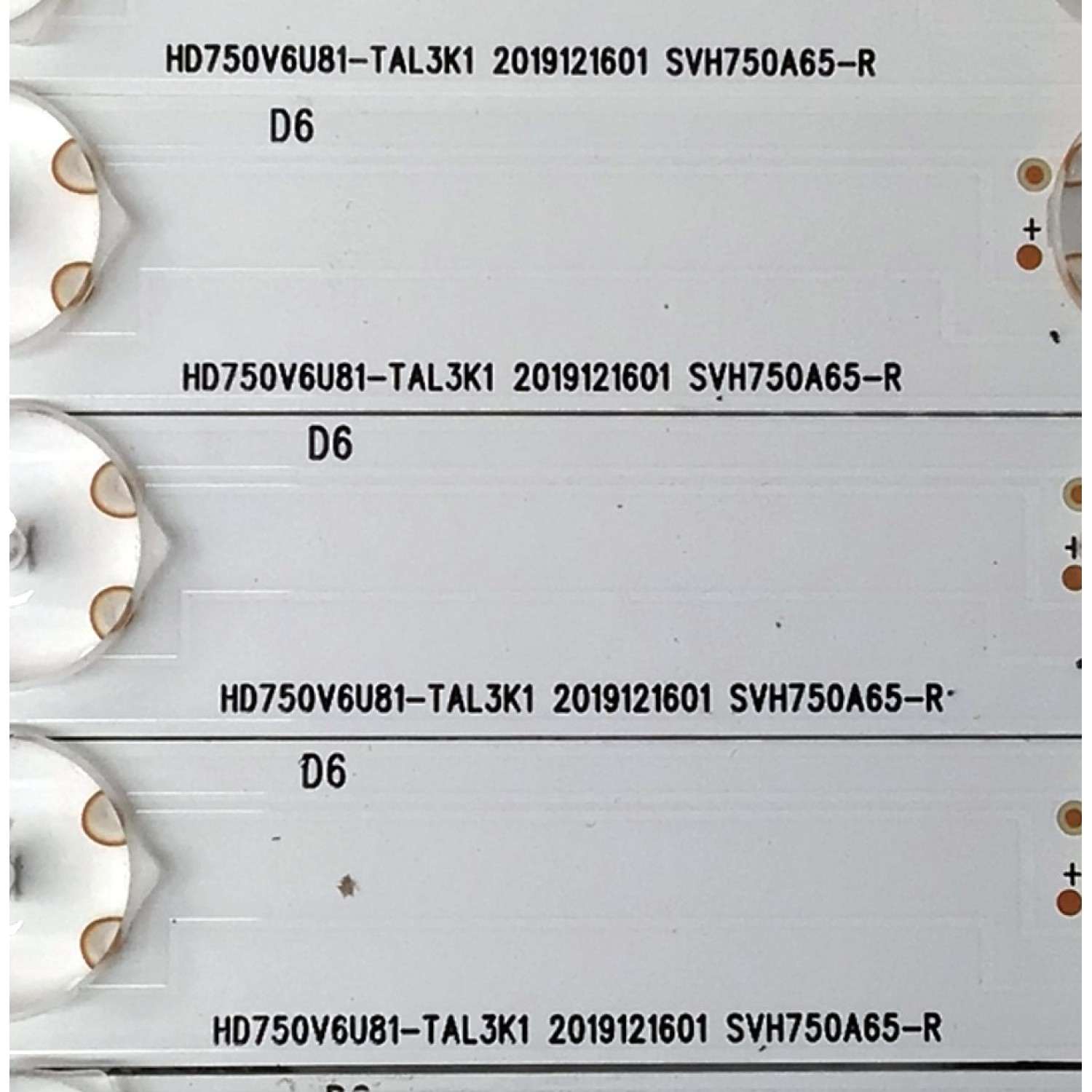 KIT DE LED'S PARA TV HISENSE ((30 PIEZAS)) / NUMERO DE PARTE CRH-BX75V6303015249CG-L-REV1.7 / CRH-BX75V6303015249CG-R-REV1.7 / 1230253 / 1230254 / SVH75065-L / SVH75065-R / HD750V6U81-TAL3K1 / SVH75065-L / SVH75065-R / ST7461D01-6 VER.2.1 / MODELO 75H8G - Imagen 5