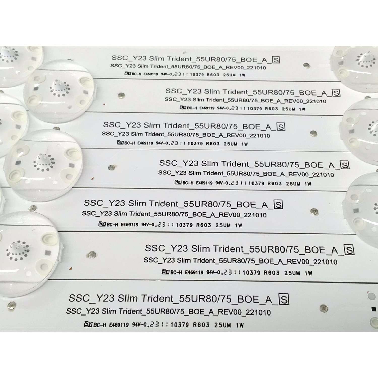 KIT DE LEDS ORIGINAL PARA TV LG 7 PIEZAS / NUMERO DE PARTE EAV65057001 / SSC_Y23 SLIM TRIDENT_55UR80/75_BOE_A_S / SSC_Y23 SLIM TRIDENT_55UR80/75_BOE_A_REV00_221010 / BOE 550J5 / PANEL NC550TQG / MODELOS 55UR7800PSB / 55UR8000AUA - Imagen 3