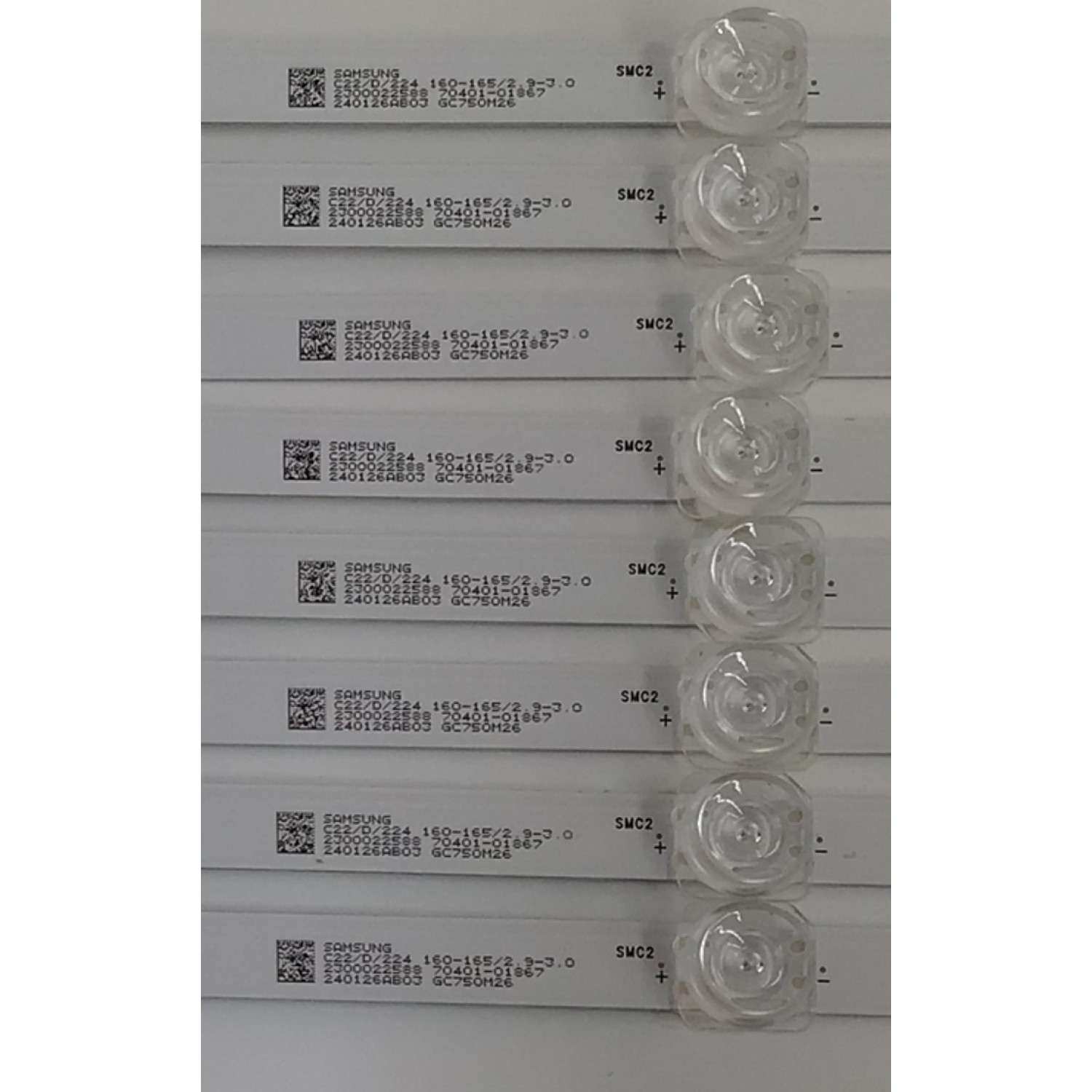 KIT DE LEDS PARA TV VIZIO ORIGINAL 8 PIEZAS / NUMERO DE PARTE HFSX75D08-ZC42AG-24CD / 303HX750051CD / B005P00107968A / GC750M26 / 70401-01867 / 240126AB03 / PANEL BOEI750WQ1 / DISPLAY HV750QUB-F91 / MODELOS V4K75M-0804 / V4K75S-0804 - Imagen 2