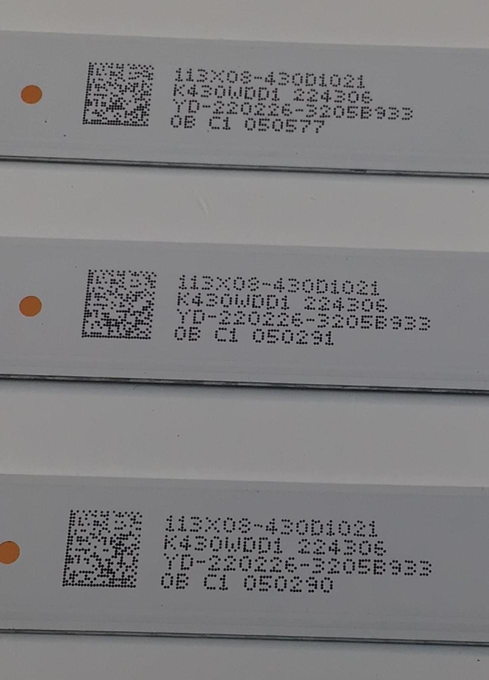 KIT DE LEDS PARA TV JVC ORIGINAL 3 PIEZAS / NUMERO DE PARTE 4708-K43WDD-A1117N01 / K430WDD1 A1 / YSDL 4700RA0 / 9252-A0 / 113X08-430D1021 / K430WDD1 / 224306 / YD-220226-3205B933 / PANEL K430WDF / DISPLAY LC430DUQ (SK)(A3) / MODELO SI43FRF - Imagen 2
