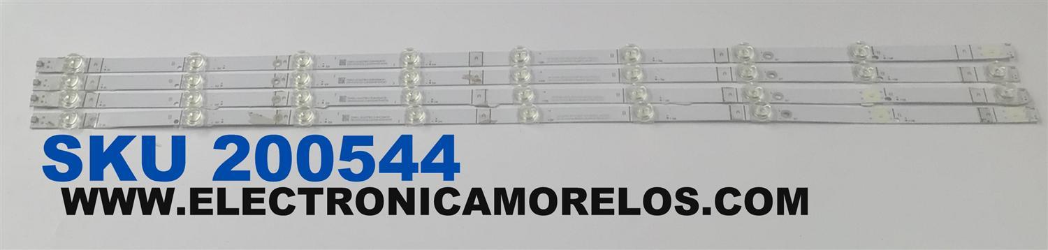 KIT DE LEDS PARA TV VIZIO ORIGINAL 4 PIEZAS / NUMERO DE PARTE 40-M43Q6-3030-0D22-4X9-803X14-20220314 / 261501016360 / E493461 2242 / 70401-01637BX / SVB430AK5Y / 38XXX31D2211260004D / PANEL BOEI430WQ1 / DISPLAY HV43QUB-F70 / MODELO M43Q6M-K04