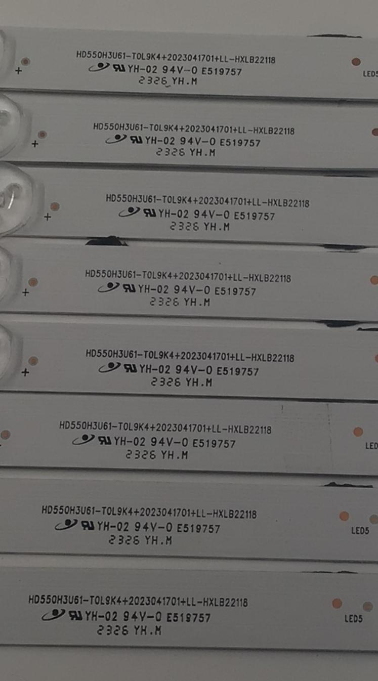 KIT DE LEDS PARA TV ORIGINAL 8 PIEZAS / NUMERO DE PARTE HXLB22118 / HD550H3U61-T0L9K4+2023041701+LL-HXLB22118 / 230711LQ / 1308093 / 3HUC - Imagen 2