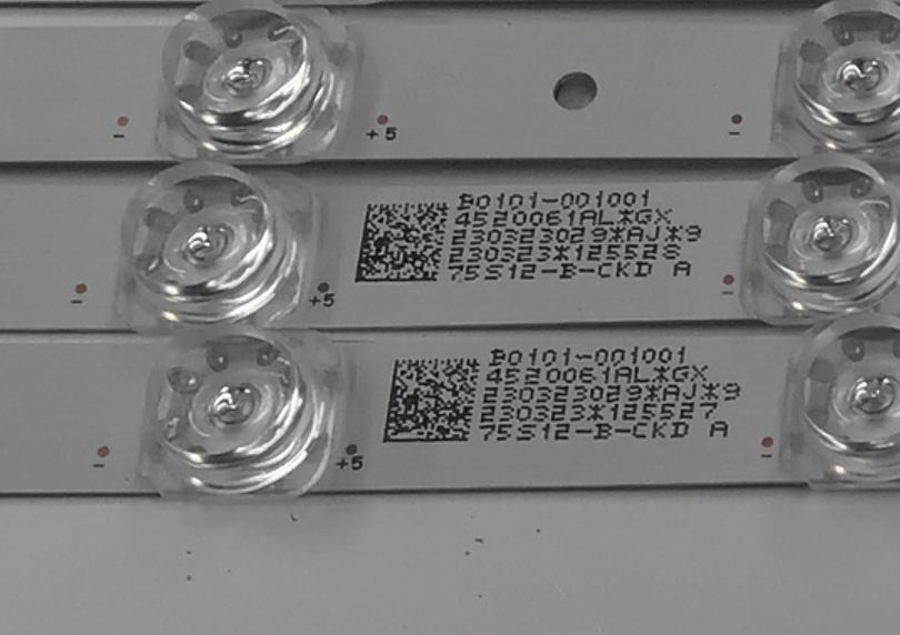 KIT DE LEDS PARA TV TCL ORIGINAL 6 PIEZAS / NUMERO DE PARTE 75S12-ZX3030A1-14X4KW-V5-20220810-TJ / 75S12-ZX3030B1-14X2KW-V5-20220810-TJ / B0101-001001 / B0101-001000 / 4520061AL / 230323028 / 230323029 / 75S12-A-CKD / 75S12-A-CKD / MODELO 75  - Imagen 4