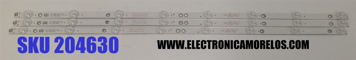 KIT DE LED´S PARA TV WBOX 3 PIEZAS ORIGINALES / NUMERO DE PARTE 4708-K320WD-A1113N21 / K320WD A1 / 471R1P79 / MH-H-11-10 / K320WD186 143 / PANEL K320WD82 / MODELO 0E32LED / OE32LED