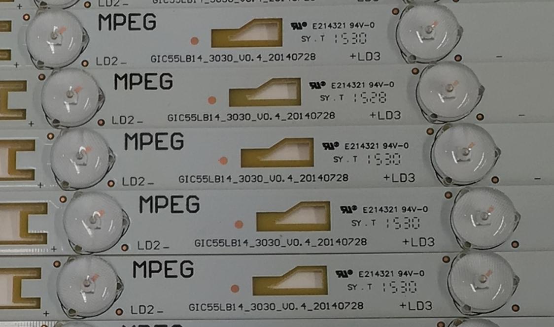 KIT DE LEDS PARA TV TCL ORIGINAL 11 PIEZAS / NUMERO DE PARTE GIC55LB14 / GIC55LB14_3030_V0.4_20140728 / ZM-GS-07 / 4C-LB5507-ZM1 / PANEL LVF550ND2L / MODELO 55F3700 / 55F3700-LPM002A / 55FS3700TAAA - Imagen 2