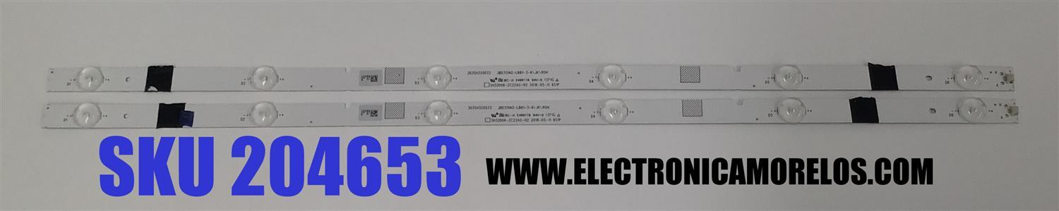 KIT DE LEDS PARA TV HISENSE ORIGINAL 2 PIEZAS / NUMERO DE PARTE 303SH320033 / SH32D06-ZC2AG-02 / JBD315N2-LB81-3-6\JK\ROH / 1197049 / PANEL JHD315N2H81-TXL2QL / MODELO 32H4E1