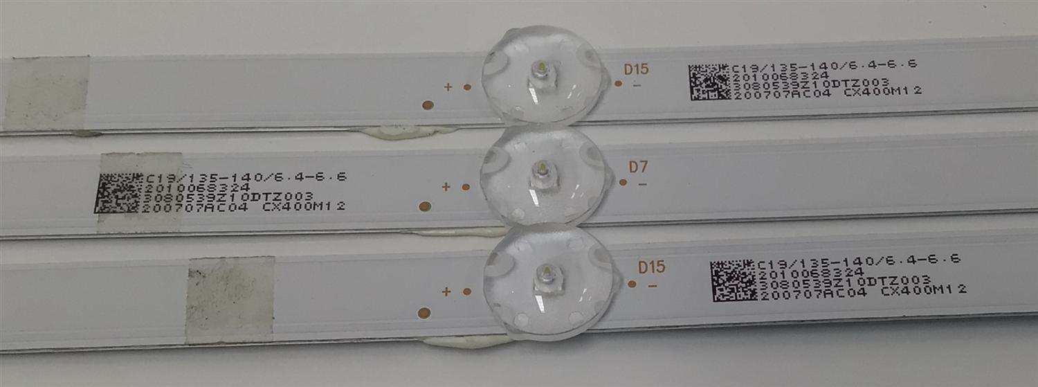 KIT DE LEDS PARA TV RCA ORIGINAL 3 PIEZAS / NUMERO DE PARTE 303CX390041E / CX39D08-ZC22AG-02E / 2010068324 / 3080539Z10DTZ003 / 200707AC04 / CX400M12 / PANEL CX400DLEDM / MODELO RLDED4016A-E - Imagen 4