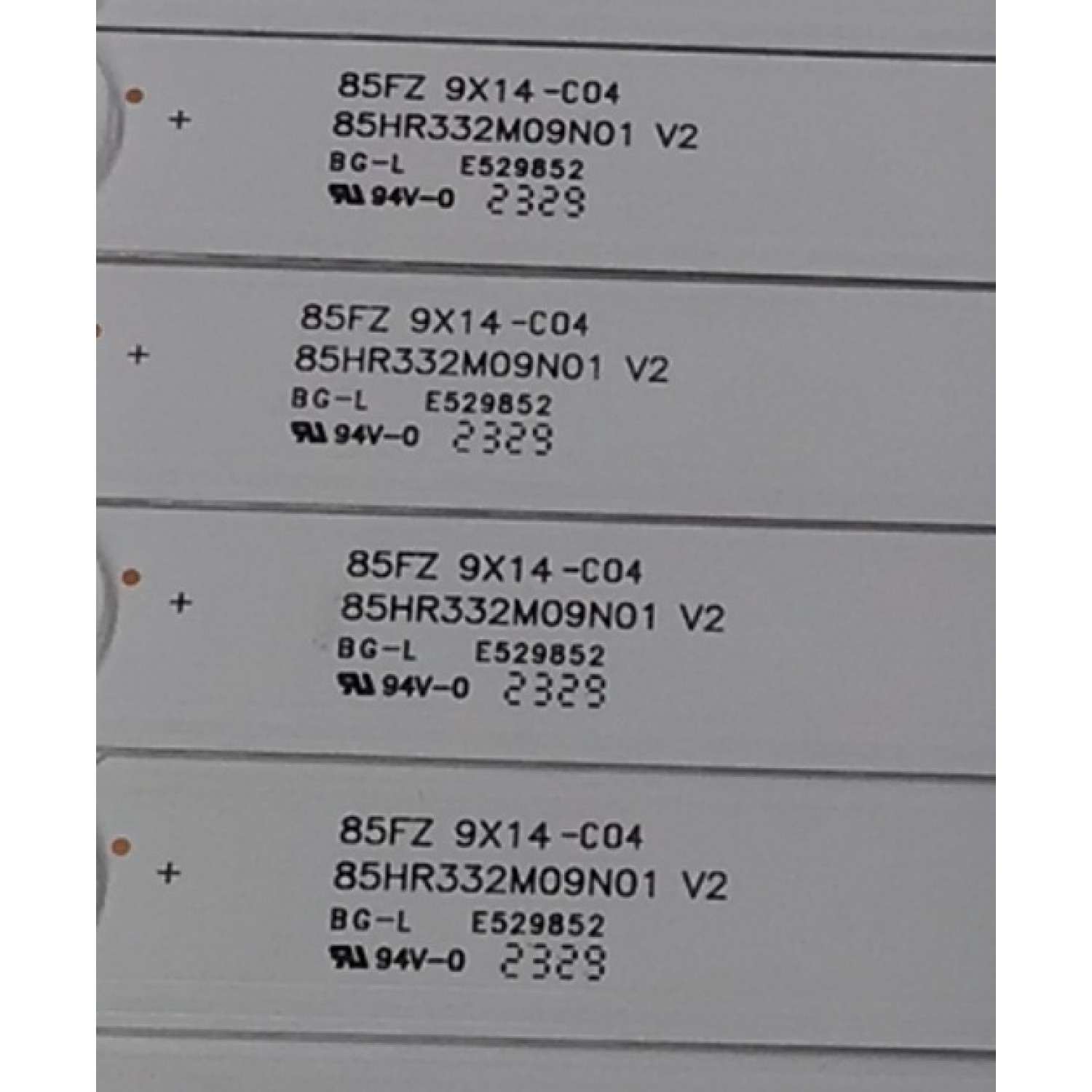 KIT DE LEDS PARA TV TCL ORIGINAL 14 PIEZAS / NUMERO DE PARTE 85HR332M09N01 / 85HR332M09N01 V2 / 85FZ 9X14-C04 / HR/A6/230818 / 0379W / LK7A08R0C / 230101036100 / PANEL HK850WLEDM-JH23H / MODELO 85S450G - Imagen 4