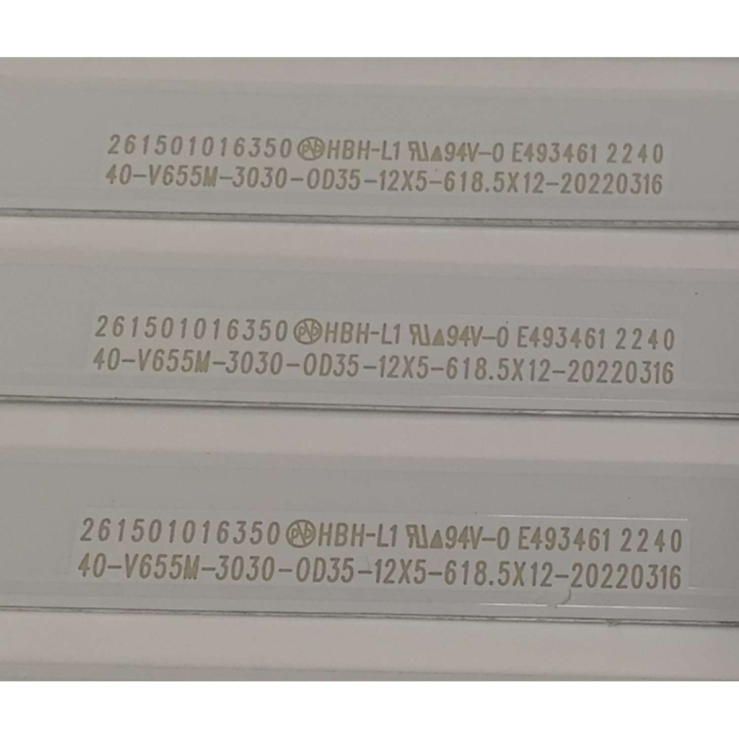KIT DE LED´S PARA TV VIZIO 12 PIEZAS ORIGINALES / NUMERO DE PARTE 261501016350 / 40-V655M-3030-0D35-12X5-618.5X12-20220316 / SVB650AU1 / 70401-01636BX / HBH-L1 / MODELO V655M-K04 / V655M-K04 LBSFM9LZ / V655M-K04 LBSFM9PZ - Imagen 2