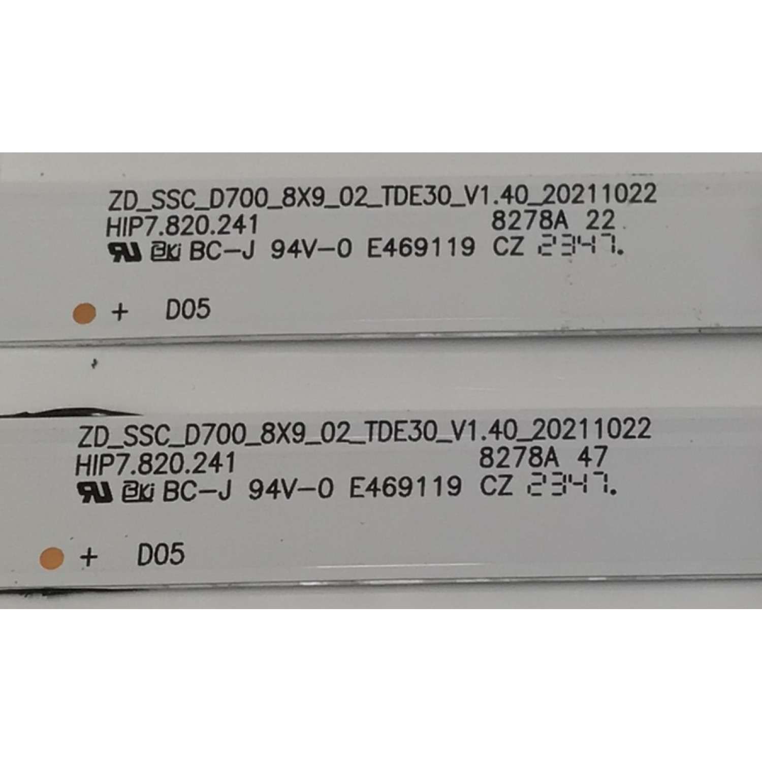 KIT DE LEDS ORIGINAL PARA TV HISENSE 8 PIEZAS / NUMERO DE PARTE SVH700A49 / ZD_SSC_D700_8X9_02_TDE30_V1.40_20211022 / HD700Y1U41-L3 / 2021082403 / SVH700A49+ZDJGHIP7.820.241HIP7.820.241 / 1269989 / 5Q2C B1 / PANEL HD700Y1U41-L3 / MODELO 70A6 / 70A6F / 70R6E4  - Imagen 2