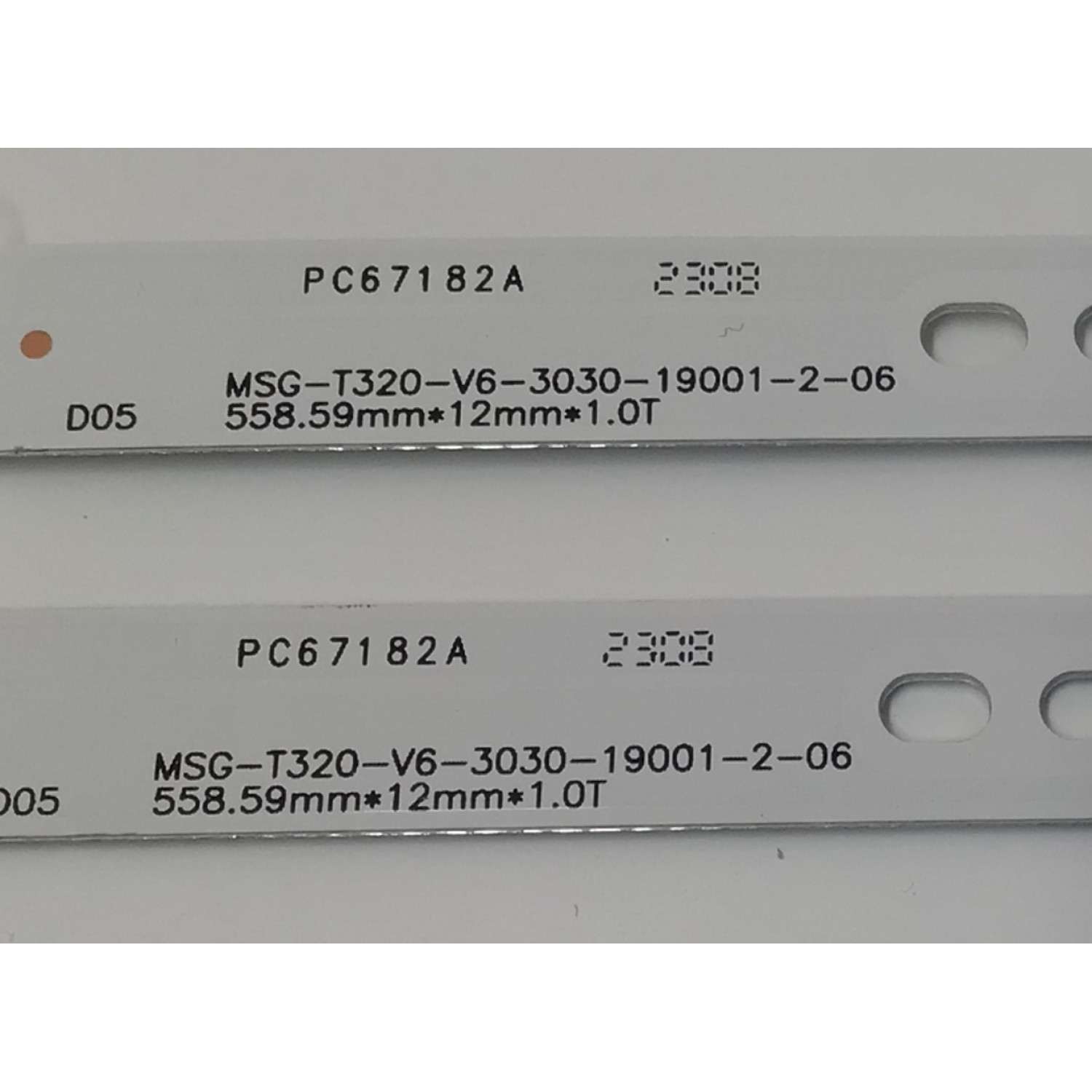 KIT DE LED´S PARA TV EVL 2 PIEZAS ORIGINALES / NUMERO DE PARTE MSG-T320-V6-3030-19001-2-06 / 1.3.1070320266 / PC67182A / 250-260LM / 9000-13000K / MODELO 32EVLSM - Imagen 2