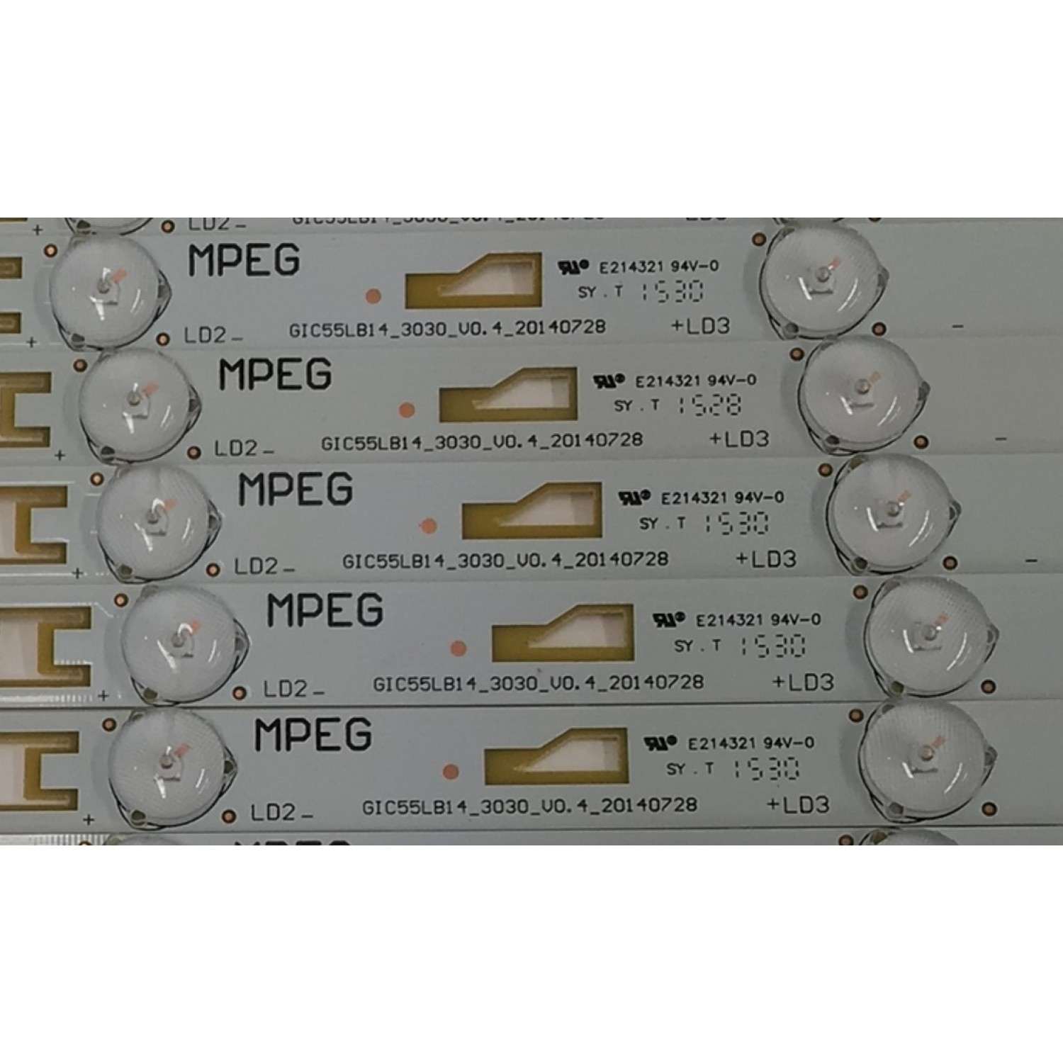 KIT DE LEDS PARA TV TCL ORIGINAL 11 PIEZAS / NUMERO DE PARTE GIC55LB14 / GIC55LB14_3030_V0.4_20140728 / ZM-GS-07 / 4C-LB5507-ZM1 / PANEL LVF550ND2L / MODELO 55F3700 / 55F3700-LPM002A / 55FS3700TAAA - Imagen 2