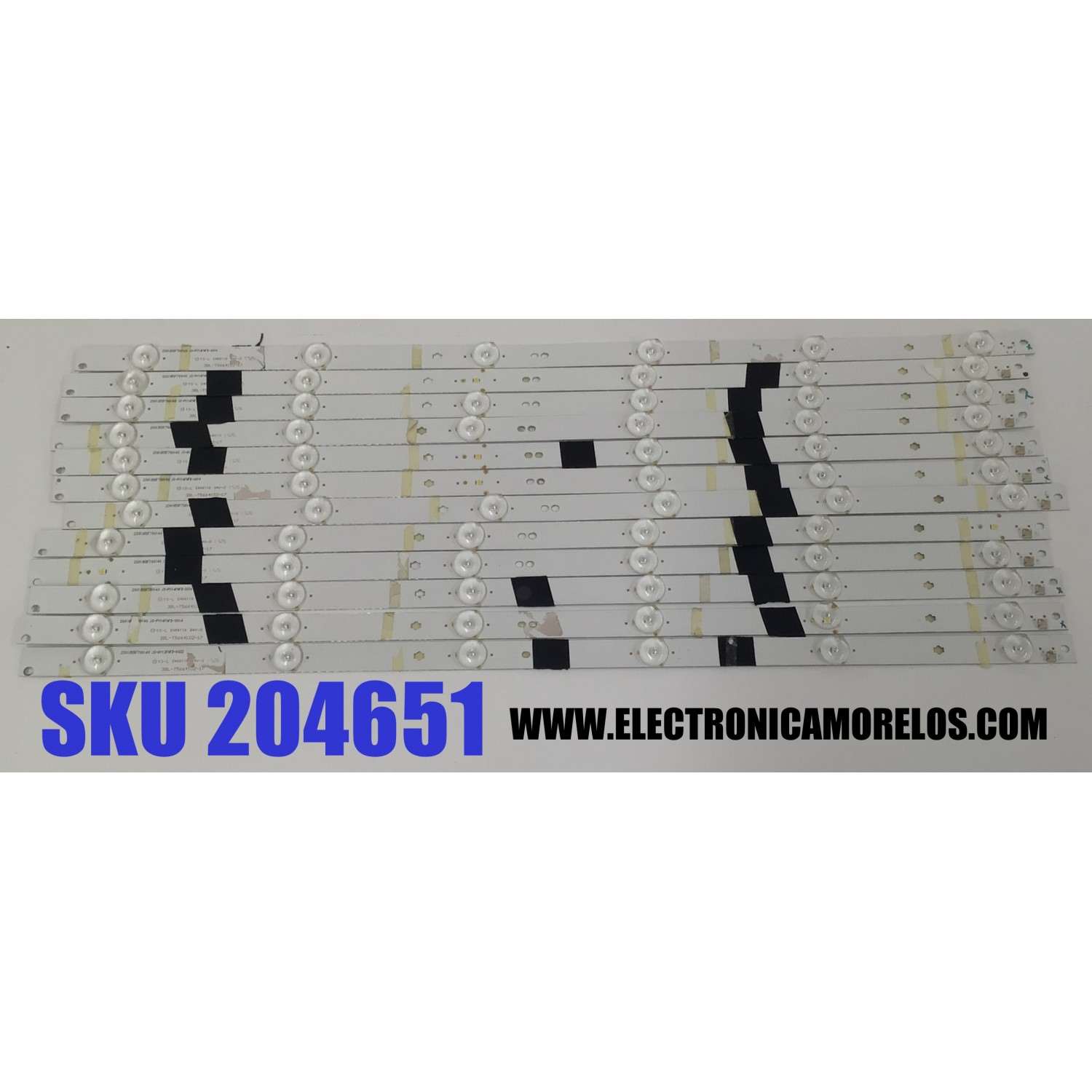 KIT DE LEDS PARA TV SCEPTRE ORIGINAL 12 PIEZAS / NUMERO DE PARTE 3BL-T5664102-17 / 2301055F700140 / JS-PY14FHFD-0014 / PANEL HK550WLEDM-AH1AH / MODELO E555