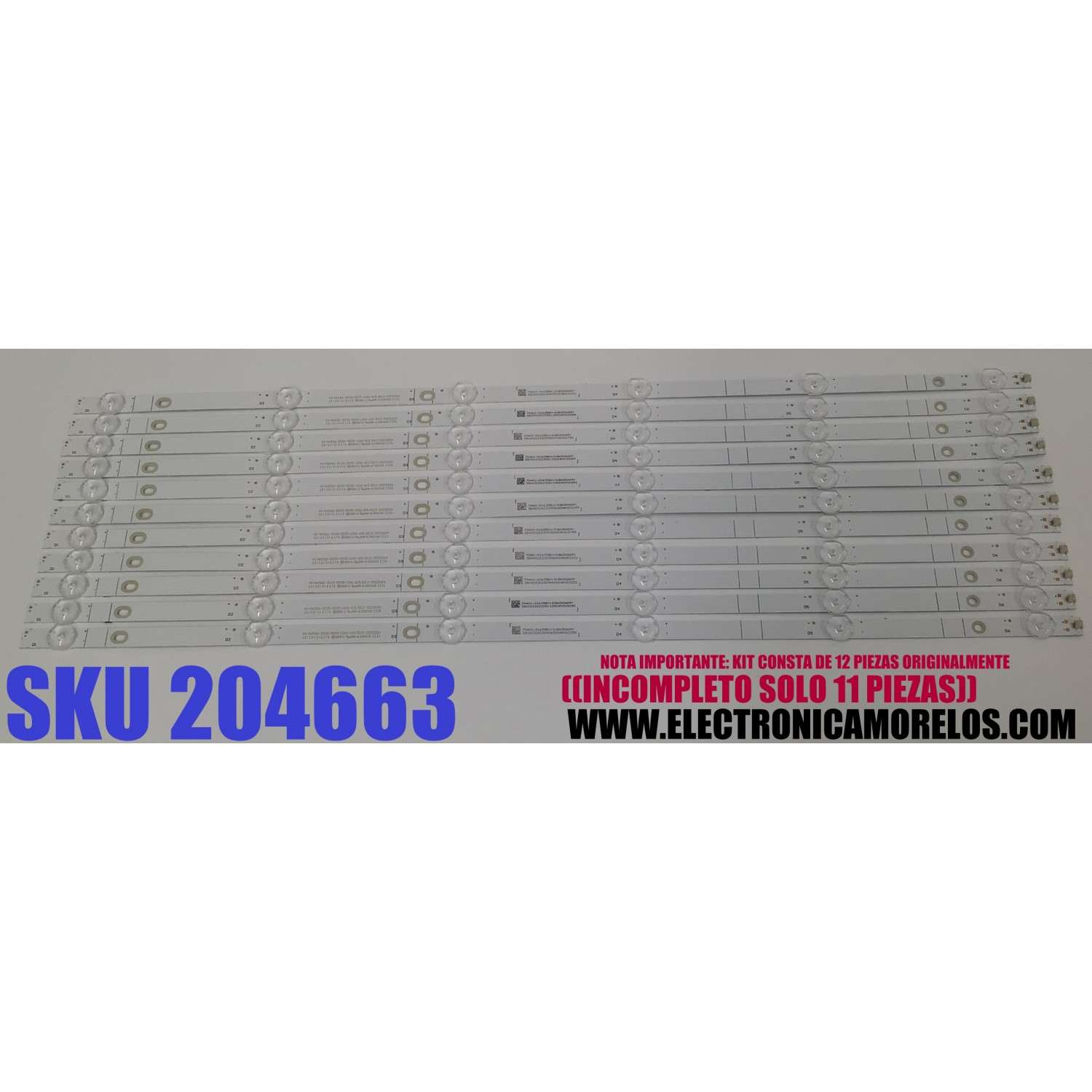 KIT DE LEDS PARA TV VIZIO ORIGINAL / INCOMPLETO SOLO 11 PIEZAS / NUMERO DE PARTE 261501016370 / 40-M65Q6-3030-0D35-12X-615.5X12-20220314 / SVB650AQ9Y / D2309060004D0 / D2308110004D0 / BOEI650WQ1 / MODELO M65Q6-L4 / KIT CONSTA ORIGINALMENTE DE 12 PIEZAS