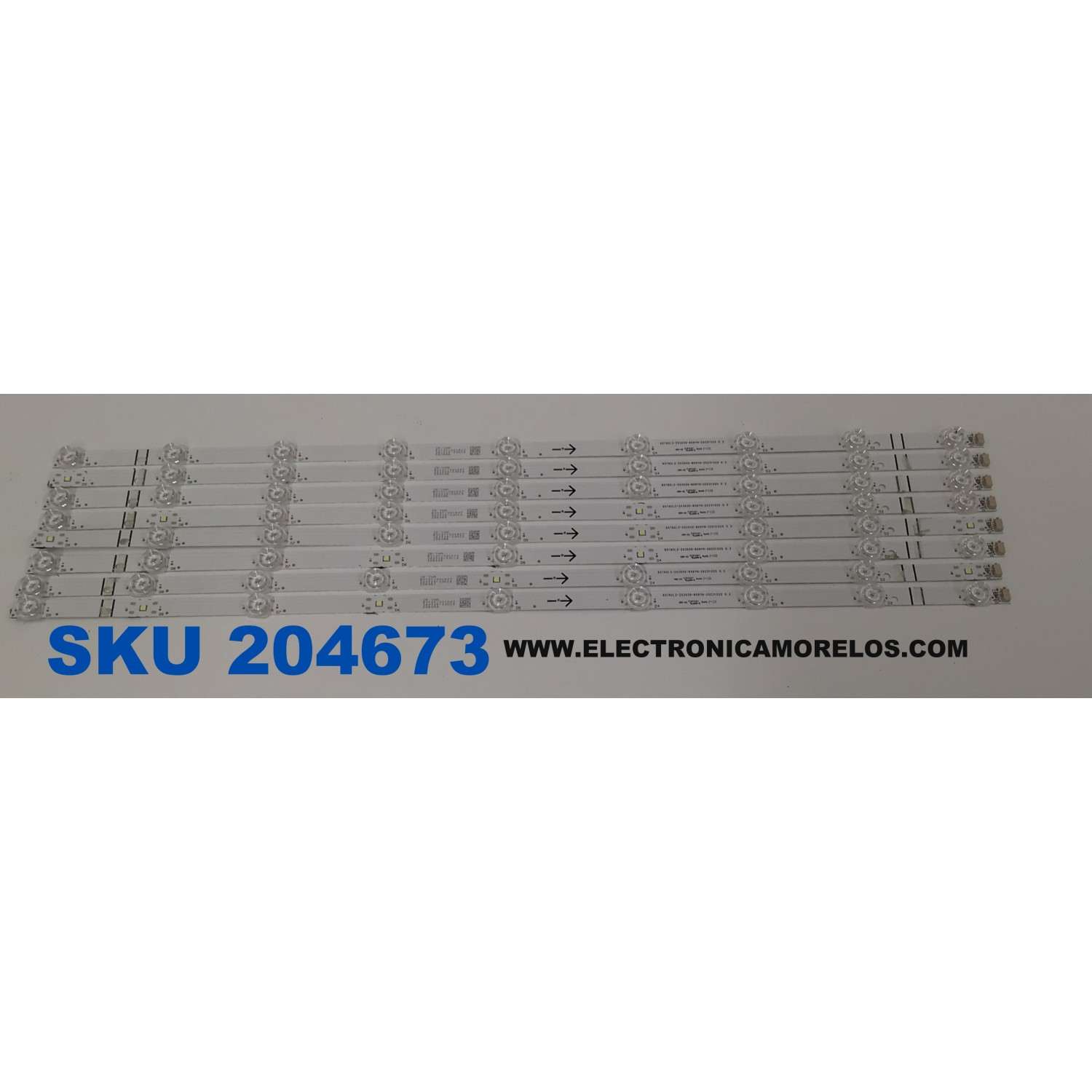KIT DE LEDS PARA TV TCL ORIGINAL 8 PIEZAS / NUMERO DE PARTE 65TN2L2-ZX3030-8X9YH / 65TN2L2-ZX3030-8X9YH-20231025 0.3 / B0101-001407 / 240325-33N15 / PANEL LVU650NDJL / MODELO 65Q671G