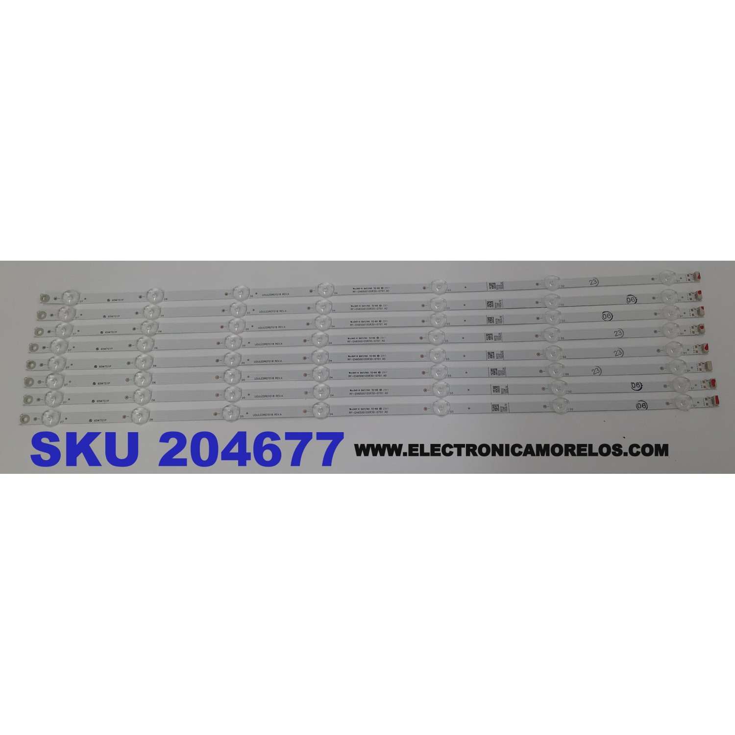 KIT DE LEDS PARA TV PHILIPS ORIGINAL 8 PIEZAS / NUMERO DE PARTE UDULEDREF018 / UDULEDREF018 REV.A / RF-EN650010SR30-0701 A0 / 65W7S1P / R018 / 22DF / 102670 / 102620 / PANEL UHF83XT-6075 / MODELO 65PUL7552 / 65PUL7552/F7