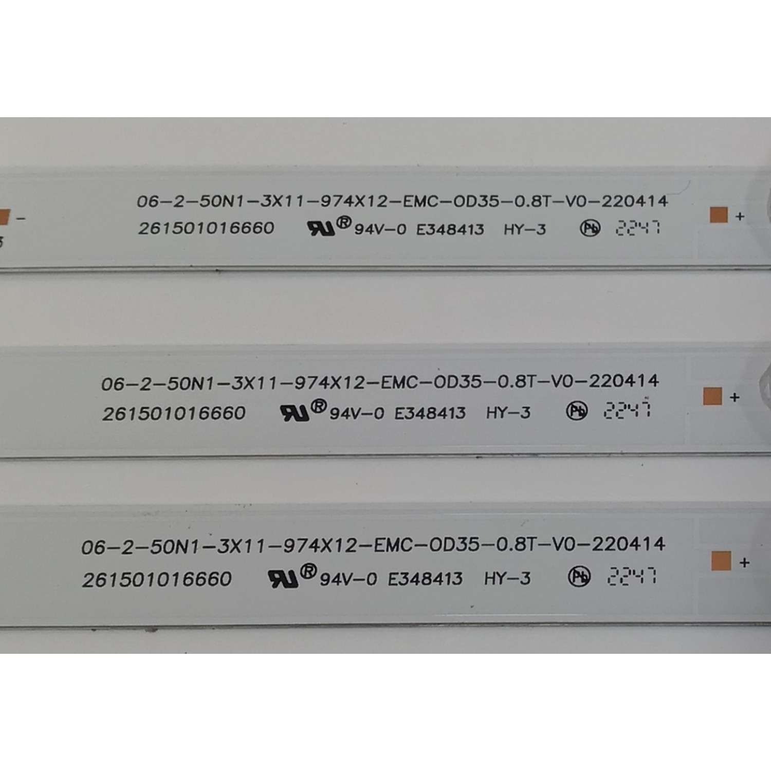 KIT DE LEDS PARA TV WESTINGHOUSE ORIGINAL 3 PIEZAS / NUMERO DE PARTE 261501016660 / 06-2-50N1-3X11-974X12-EMC-0D35-0.8T-V0-220414 / 230101030310 / YF-K0L3M03NM30 / PANEL HK500WLEDM / DISPLAY PT500GT05-2 / MODELO WR50UT4212 - Imagen 2