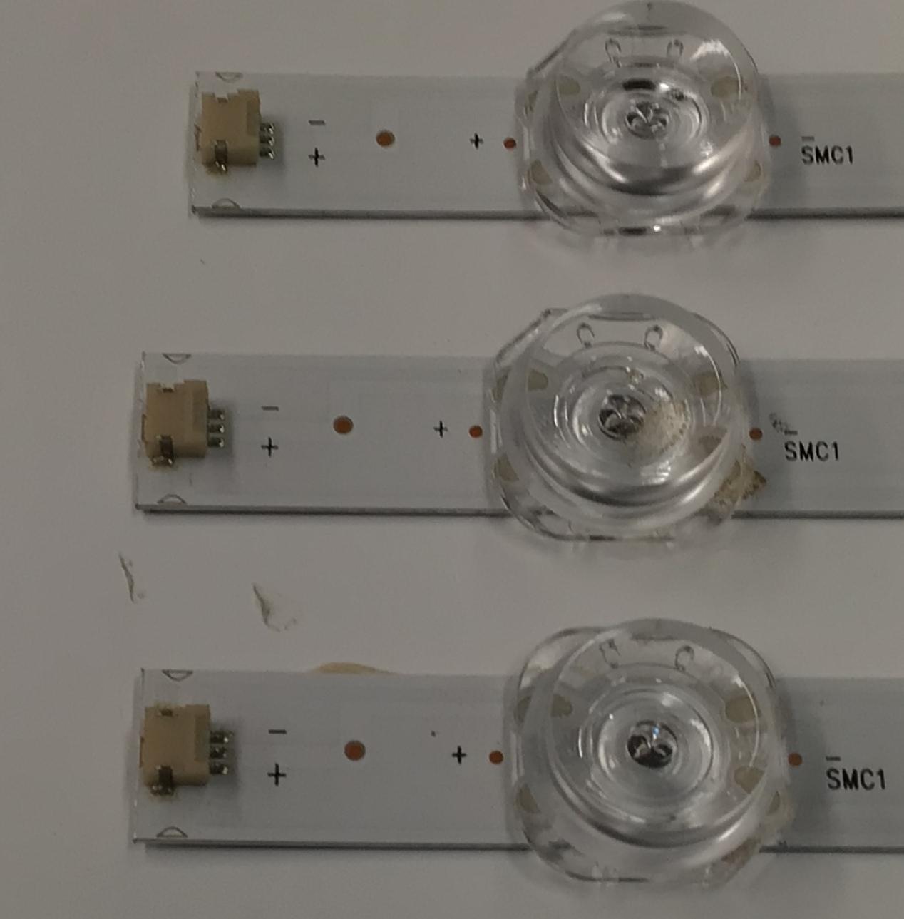 KIT DE LEDS PARA TV ORIGINAL 3 PIEZAS / NUMERO DE PARTE 303HX430053CD / HFSX43D08-ZC42AG-08CD / 2300023007 / 70401-01869 / 240603AB04 / GC430M71 / MODELO 43" - Imagen 4