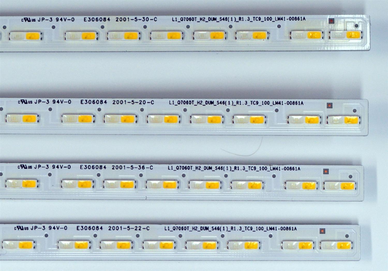 KIT DE LEDS ORIGINAL PARA TV SAMSUNG 4 PIEZAS / NUMERO DE PARTE BN96-50387A / L1_Q7060T_H2_DUM_S46(1)_R1.3_TC9_100_LM41-00861A / 50387A / LM41-00861A / E306084 / 2001-5-22-C / PANEL CY-RT082HGLV1H / MODELO QN82Q6DTAFXZA / QN82Q70TAFXZA - Imagen 2