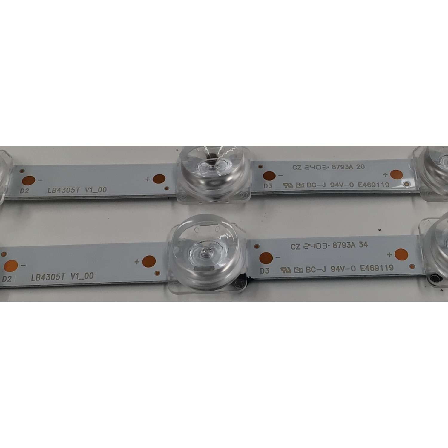 KIT DE LEDS PARA TV ORIGINAL 2 PIEZAS / NUMERO DE PARTE LB4305T / LB4305T V1_00 / 210BZ15D0B / 33MBHC0L / 24051 / 256246 / 31896 / 000002R / 8793A 20 / MODELO 43" - Imagen 2