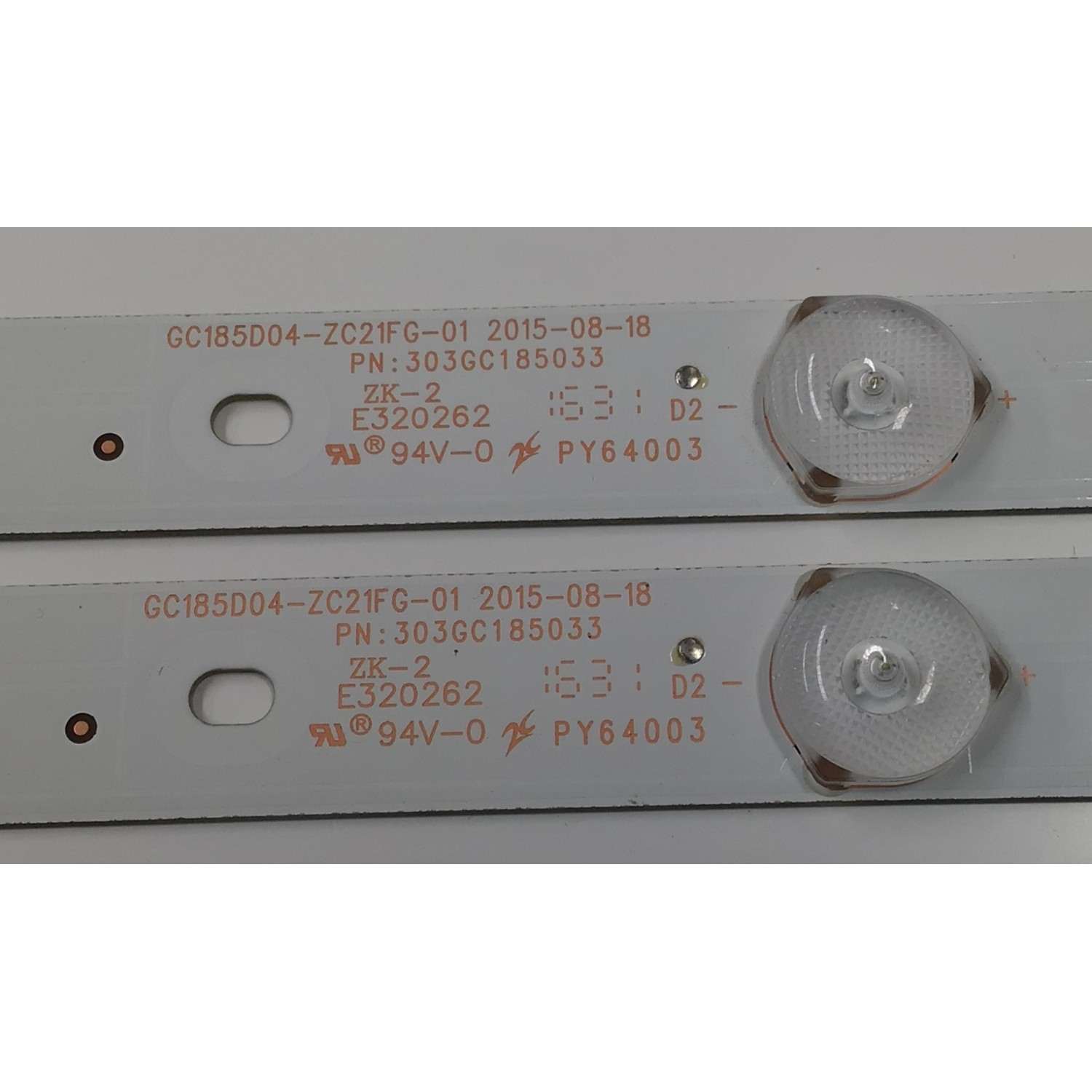 KIT DE LEDS PARA TV RCA ORIGINAL 2 PIEZAS / NUMERO DE PARTE 303GC185033 / GC185D04-ZC21FG-01 / GC185M03 / 2010019680-2 / 160811A14 / 2447620560T-07 / MODELO RT1971-AC - Imagen 4