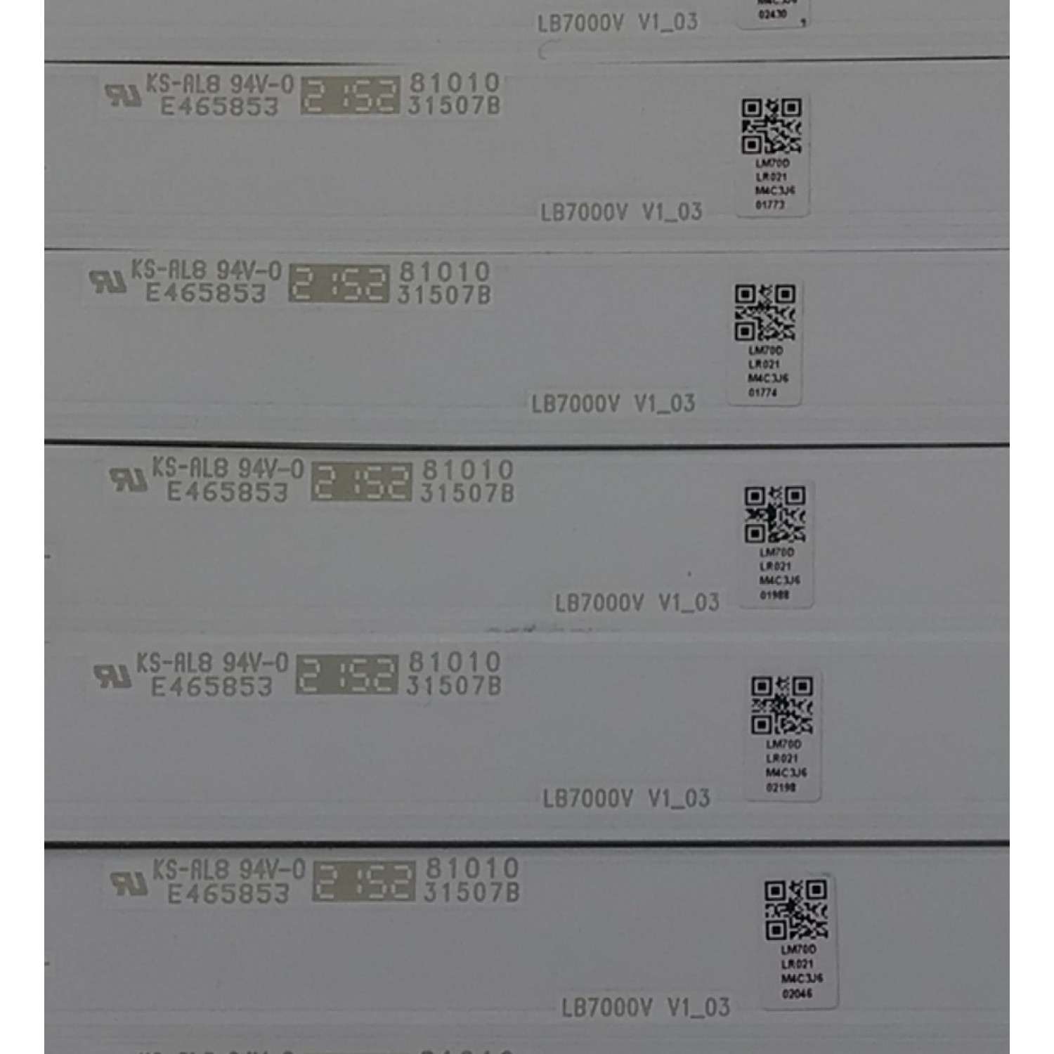 KIT DE LEDS PARA TV VIZIO ORIGINAL 16 PIEZAS / NUMERO DE PARTE LB7000V / LB7000V V1_03 / LB7000V V0_04 / 81010 / 31507B/31506C / LM70D / MAC3J6/MA83J6 / LR021/LL021 / MODELO M70Q6M-K03  - Imagen 5