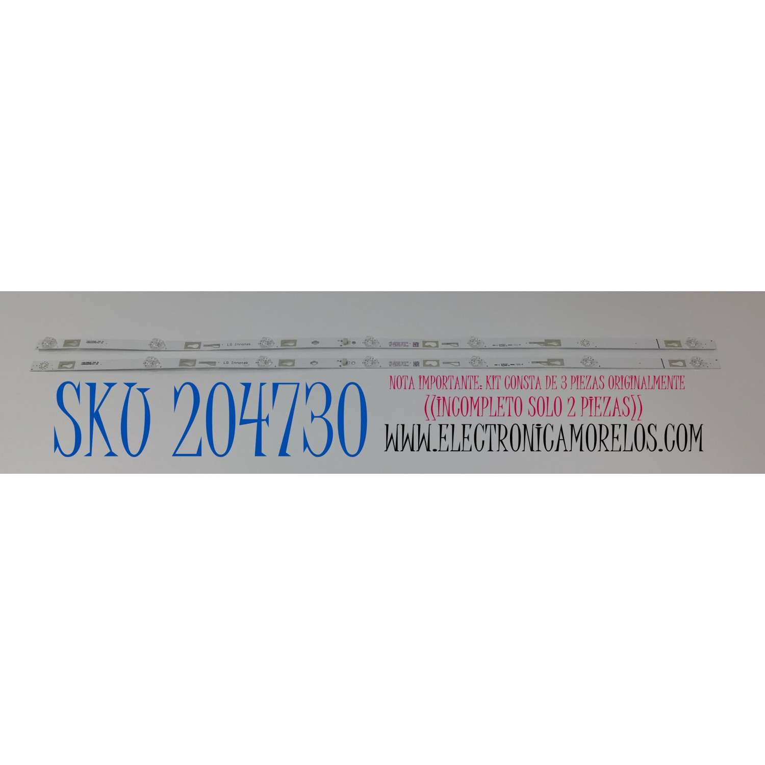 KIT DE LEDS PARA TV PANASONIC ORIGINAL / INCOMPLETO SOLO 2 PIEZAS / NUMERO DE PARTE 43HR332M07A4 V0 / 43D1200UD / HR-A9910-02837 / 4C-LB430T-HR8C / LE0RB2R0-D-K / PANEL LC430EQY(SM)(A3) / MODELO TC-43GX500H / KIT CONSTA ORIGINALMENTE DE 3 PIEZAS