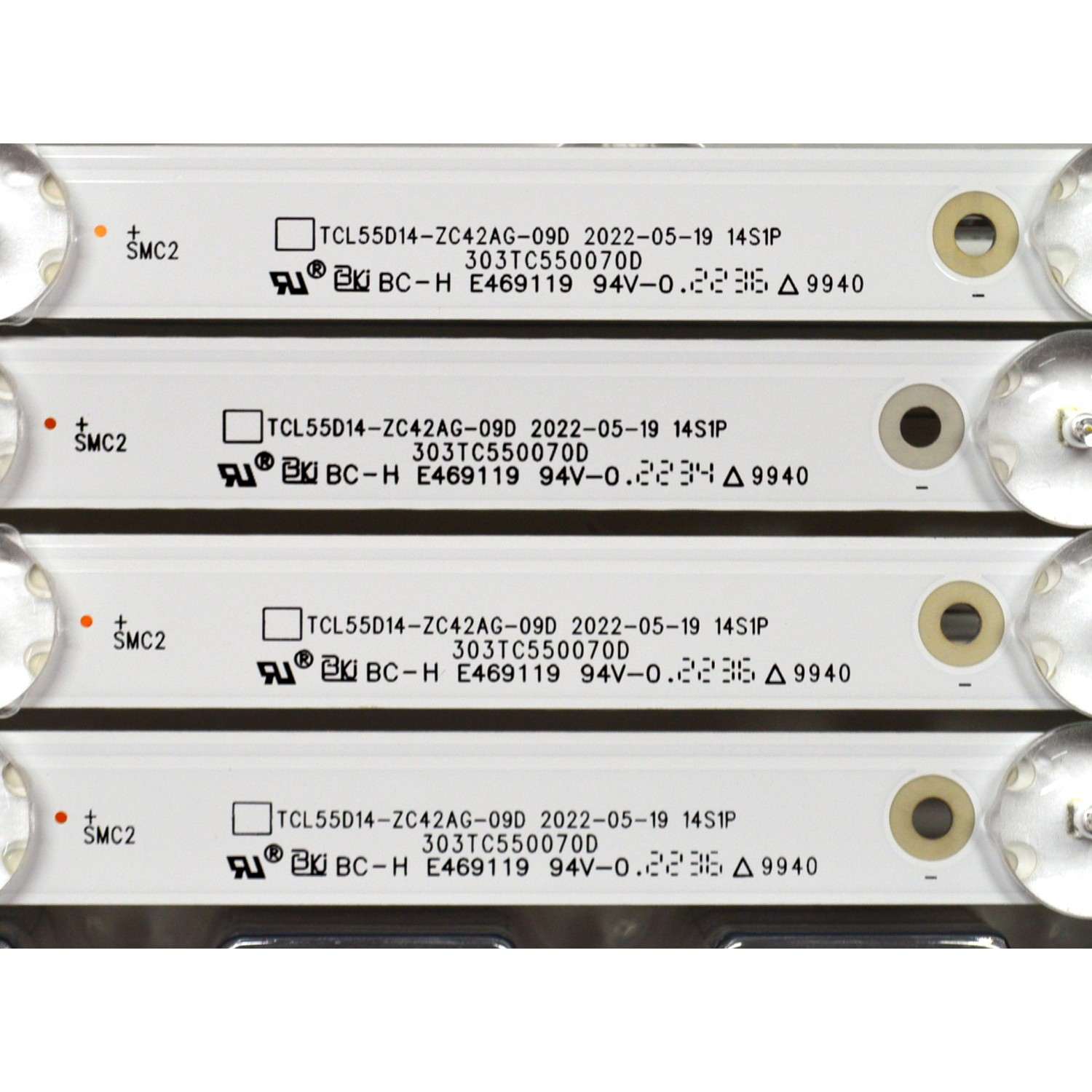 KIT DE LEDS ORIGINAL NUEVOS PARA TV PHILIPS 4 PIEZAS / NUMERO DE PARTE TCL55D14-ZC42AG-09D / 303TC550070D / 4L-ZX055T-ZC012C / TC550M53 / E469119 / PANEL LVU550CSDX E0647 / DISPLAY ST5461D12-6 VER.2.2 / MODELO 55PFL5756 / 55PFL5756/F7 - Imagen 2