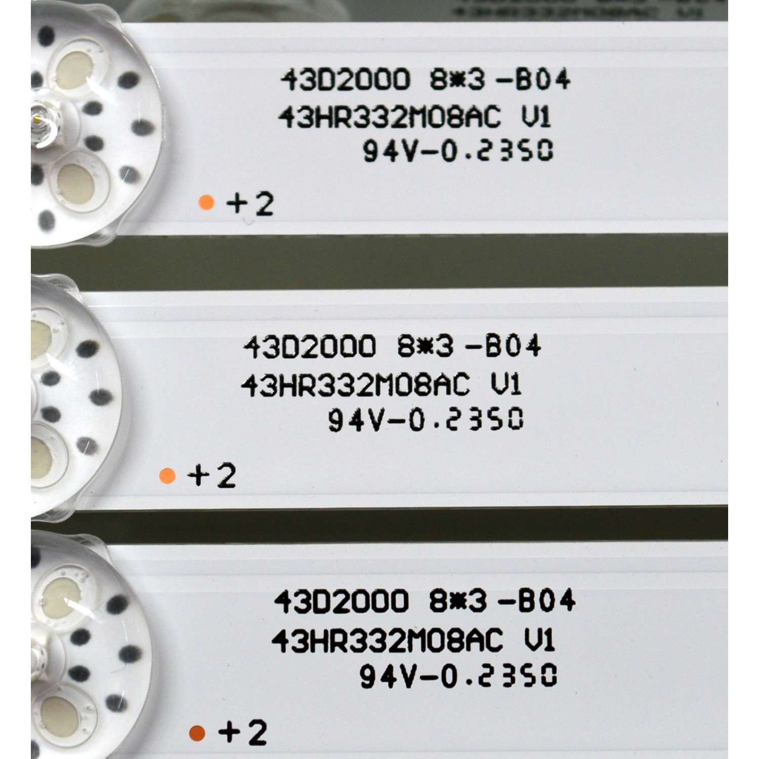 KIT DE LEDS ORIGINAL NUEVOS PARA TV HKPRO 3 PIEZAS / NUMERO DE PARTE 43HR332M08AC V1 / 4C-LB430T-HRFC / 43D2000 / 43D2000 8*3 / 43HR332M08AC / PANEL LVF430HKDX / DISPLAY PT430CT03-14 / MODELO HKP43R01 - Imagen 2
