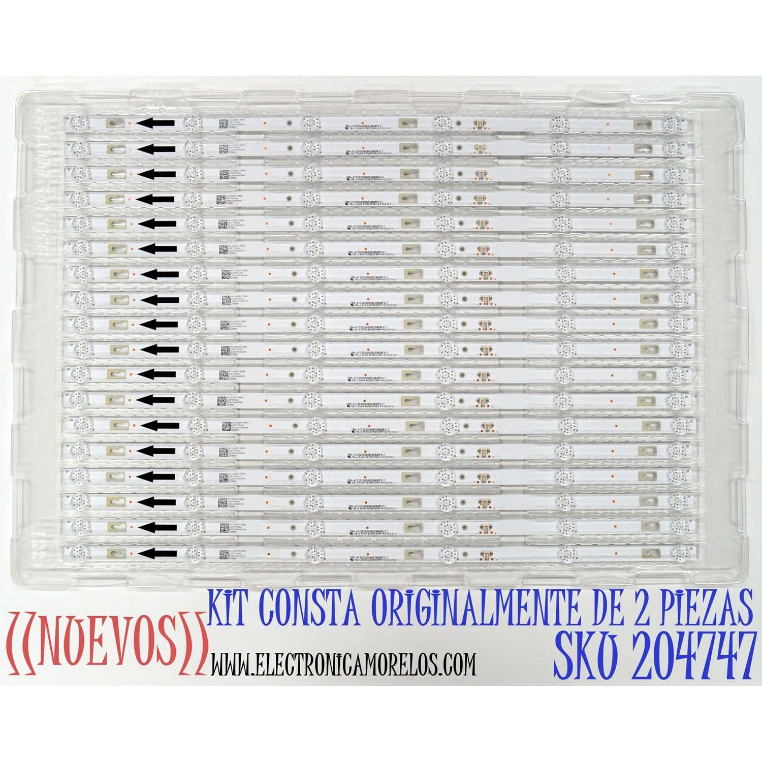 KIT DE LEDS ORIGINAL NUEVOS PARA TV JVC 2 PIEZAS / NUMERO DE PARTE CRH-AT32D2000060298QREV1.7 / 4C-LB320T-XR8C / AT32D2000B / AT32D2000060298QREV1 / E479275 / CRH-AT32D2000060298QREV1.7 / L05Y170JA2 / MODELOS SI32HS / 32EVLB
