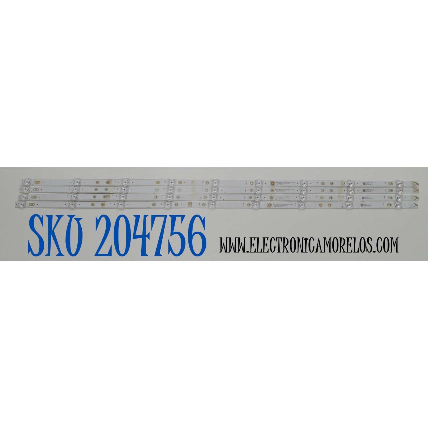 KIT DE LEDS ORIGINAL PARA TV SANSUI 4 PIEZAS / NUMERO DE PARTE JL.D50091330-006DS-M / JL.D50091330-006DS-M_V02 / 50N1 / 185LME43 / D21011 / 30805JF / 050N10Z01 / H502 / MODELO SMX50T1UN