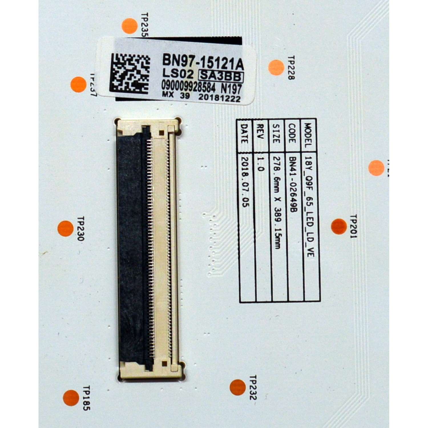 KIT DE LEDS ORIGINAL PARA TV SAMSUNG 10 PIEZAS / NUMERO DE PARTE BN97-15121A / BN41-02649B / 18Y_Q9F_65_LED_LD_VE / BN9715121A /  PANEL CY-TN065FLLV6H / MODELO QN65Q9FNAFXZA / QN65Q9FNAFXZA AC07 - Imagen 2