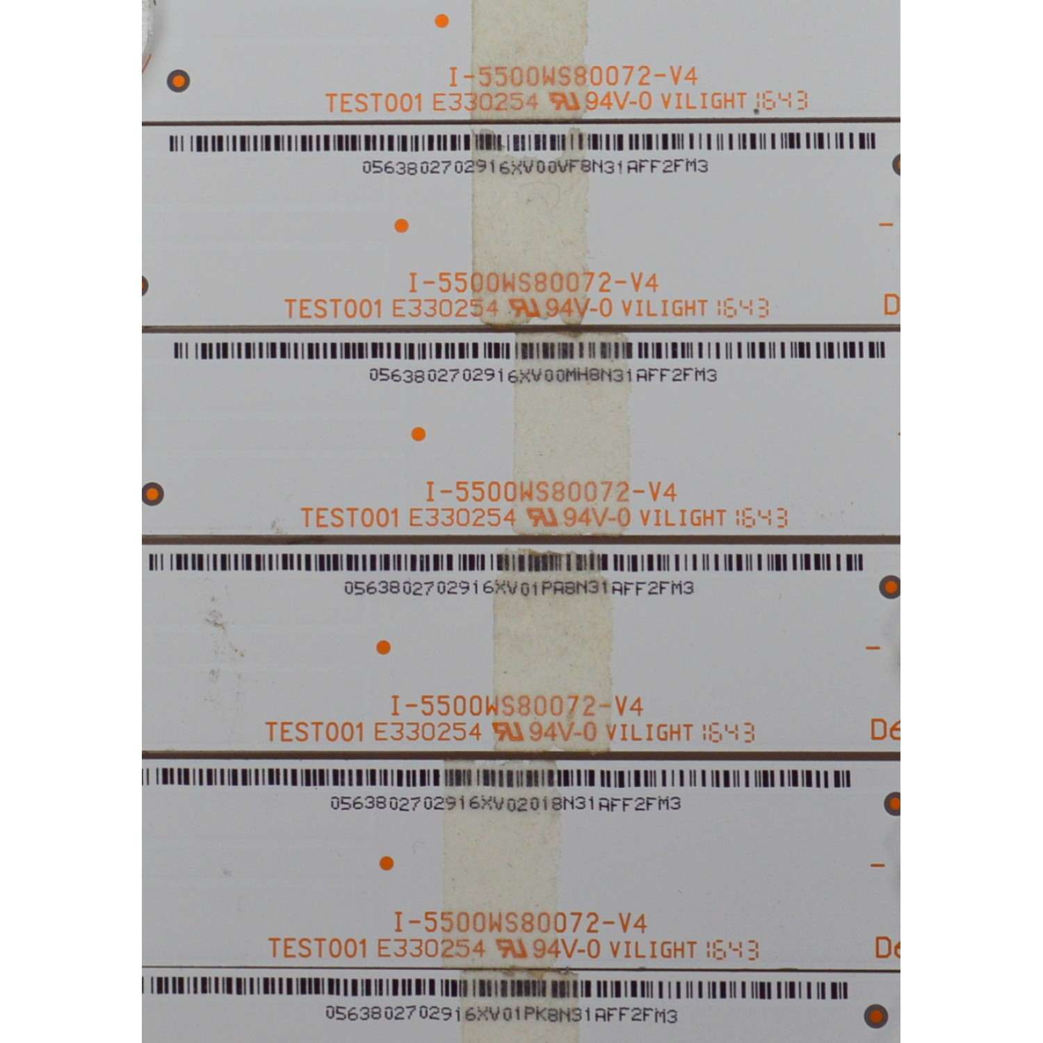 KIT DE LEDS ORIGINAL PARA TV VIZIO 12 PIEZAS / NUMERO DE PARTE I-5500WS80072-V4 / TEST001 E330254 / 05638027029 / PANEL LSC55FN11-801 / MODELO E55U-D2 / E55U-D2 LWZQTYDS - Imagen 3