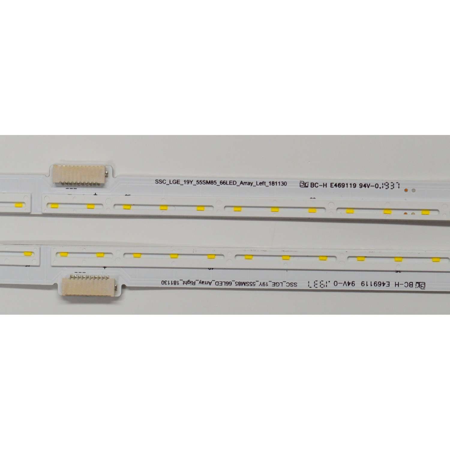 KIT DE LEDS ORIGINAL PARA TV LG 2 PIEZAS / NUMERO DE PARTE SSC_LGE_19Y_55SM85_66LED / SSC_LGE_19Y_55SM85_66LED_ARRAY_RIGHT_181130 / 55INCH / WT0724 F2 / PANEL NC550EQH-ABHH1 / MODELO 55NANO85UNA / 55NANO81ANA / 55SM8100AUA / 55SM8100AUA / 55SM8600PUA - Imagen 2