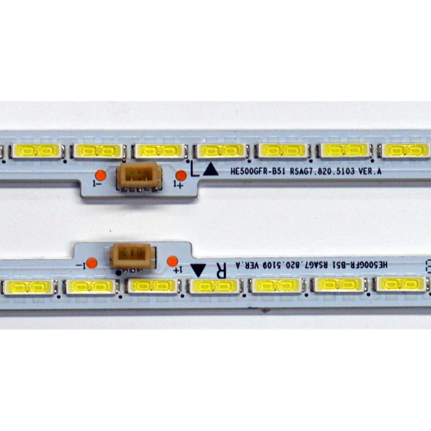 KIT DE LEDS ORIGINAL PARA TV HISENSE 2 PIEZAS / NUMERO DE PARTE HE500GFR-B51 / RSAG7.820.5103 VER.A / RSAG7.820.5109 VER.A / PANEL HE500HF-B52\PW1 / MODELO 50K360G / 50K610GW / LED50K360J  - Imagen 2