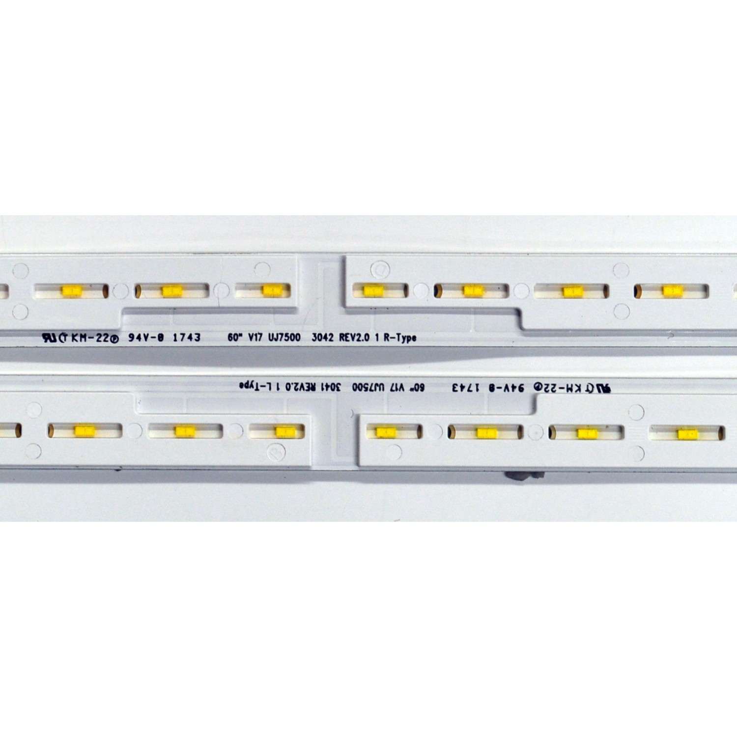 KIT DE LEDS ORIGINAL PARA TV LG 2 PIEZAS / NUMERO DE PARTE 6916L-3041A / 6916-3042A / 60" V17 UJ7500 3041 REV2.0 1 L-TYPE / 60" V17 UJ7500 3041 REV2.0 1 R-TYPE / Z5E41J UD / MODELO 60UJ7700 - Imagen 4