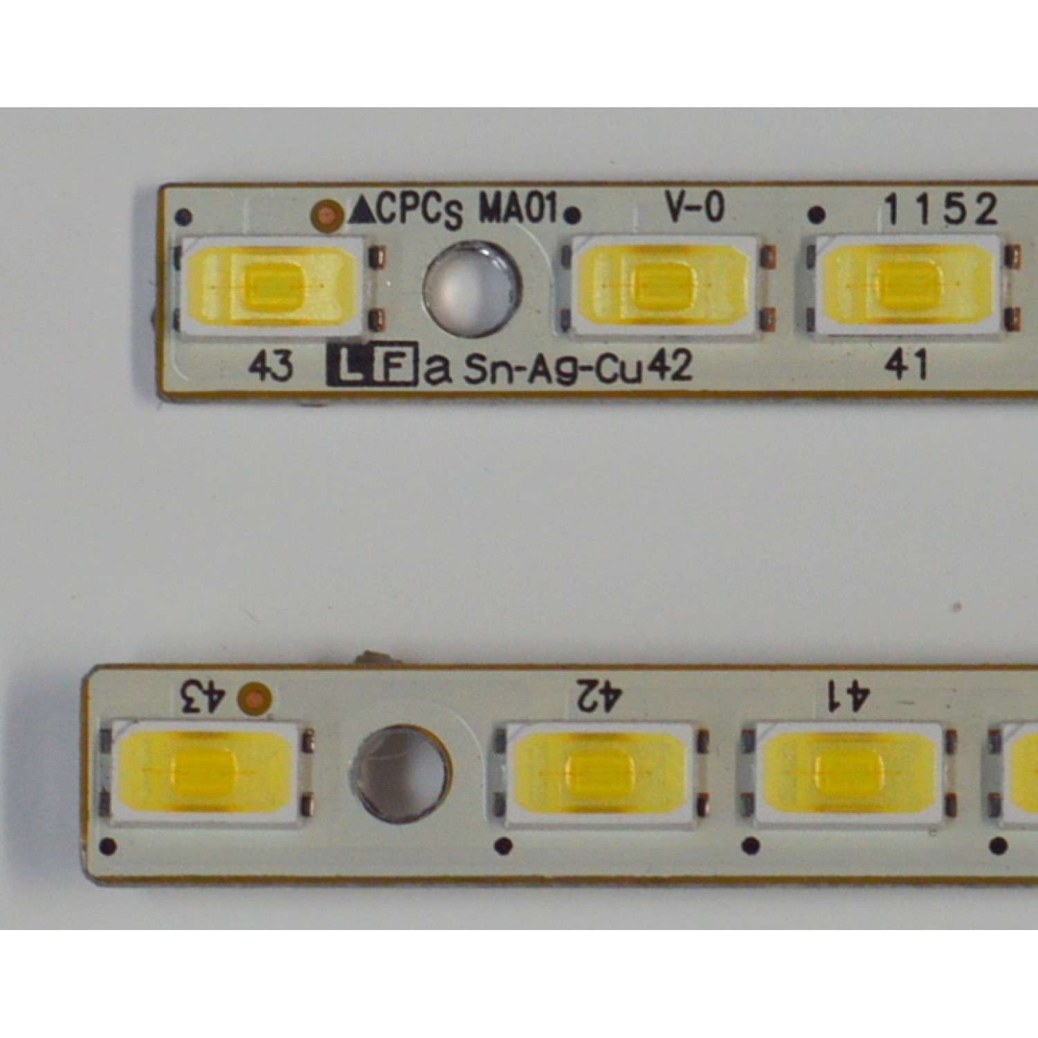 KIT DE LEDS ORIGINAL PARA TV SHARP 2 PIEZAS / NUMERO DE PARTE MA01 / CPCS MA01 V-0 / CPC MA01 V-0 / SN-AG-CU / LF A SN-AG-CU / MODELO LC-60LE752E - Imagen 3