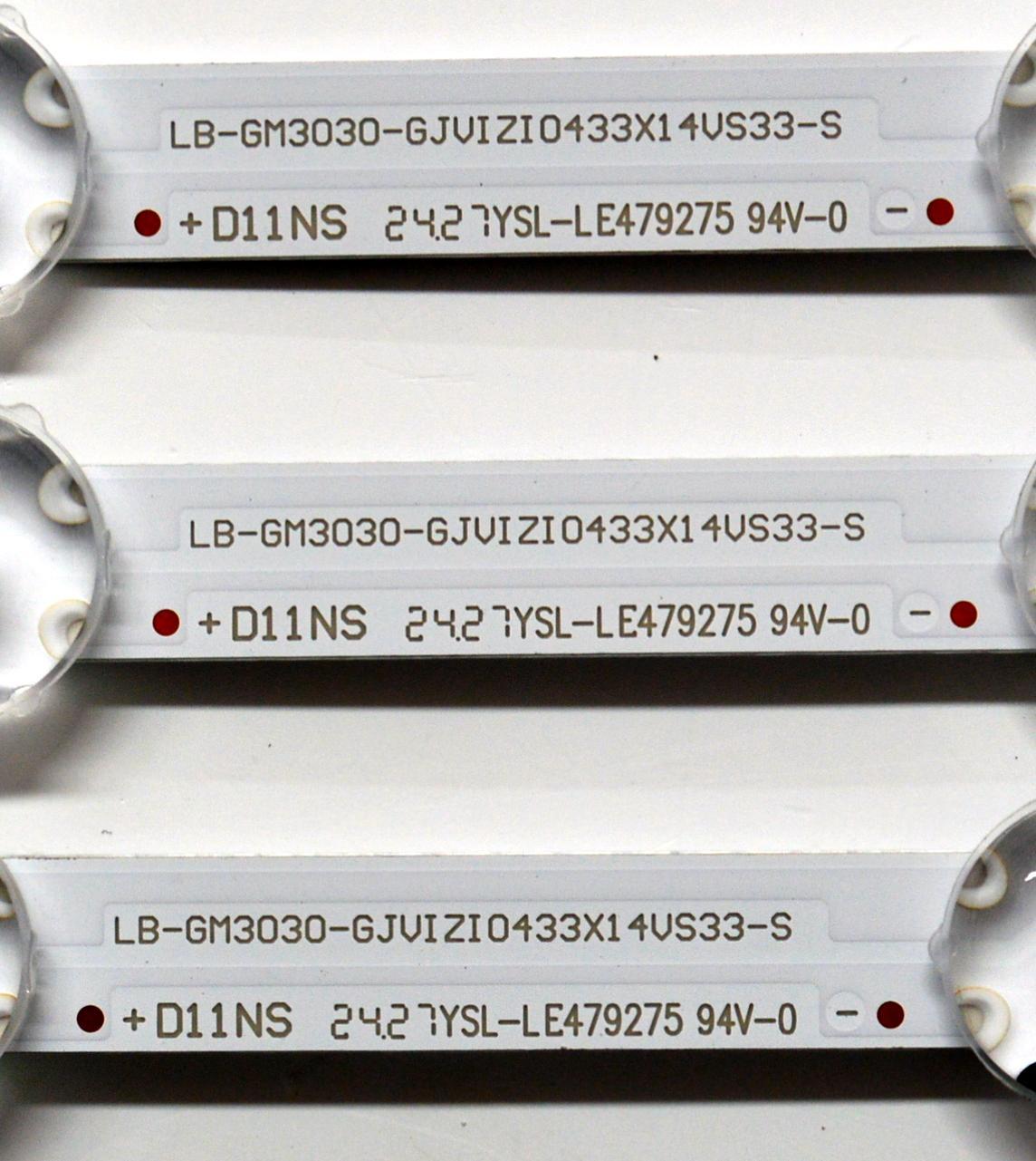 KIT DE LEDS ORIGINAL PARA TV VIZIO 3 PIEZAS / NUMERO DE PARTE GJVIZIO433X14VS33 / GJVIZI0433X14VS33 / LB-GM3030-GJVIZIO433X14VS33-S / LB-GM3030-GJVIZI0433X14VS33-S / 210BZ14D0B334BHC0X / PANEL TPT430WR-QVN03.U / DISPLAY T430QVN03.T / MODELO VQD43M-0801 - Imagen 2