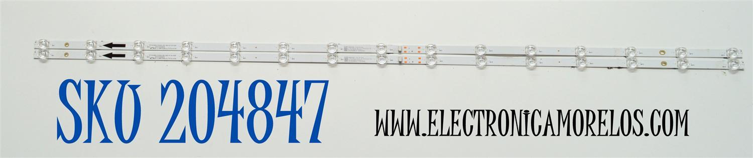 KIT DE LEDS ORIGINAL PARA TV PHILIPS 2 PIEZAS / NUMERO DE PARTE 303TC550083D / TCL55D15-ZC42AG-05D / 4L-ZX055T-ZC031C / 240824AB09 / TC550MA8 / PANEL LVU550CSDX E1138 / DISPLAY ST5461D12-8 VER.2.2 / MODELO 55PUL7552/F7 / 55PUL7552/F7 E