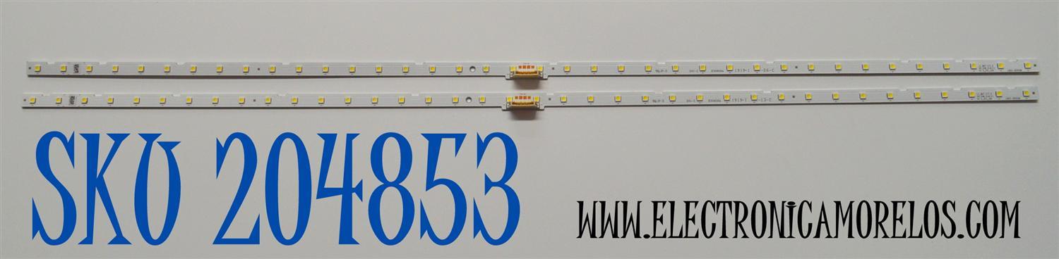 KIT DE LEDS ORIGINAL PARA TV SAMSUNG 2 PIEZAS / NUMERO DE PARTE BN96-45953B / LM41-00630A / 45953B / L1_NU7.1/7.3 / D9_CDM_S19(2) / R1.2_S1C_100 / PANEL CY-CN049HGLV2H / DISPLAY LSF490FN06-L02 / BN96-39044D / MODELO UN49NU6300FXZA / UN49NU6300FXZA FA01