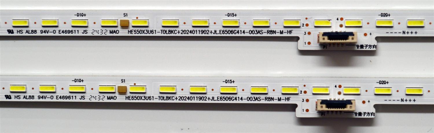KIT DE LEDS ORIGINAL PARA TV HISENSE 2 PIEZAS / NUMERO DE PARTE JL.E6506G414 / JL.E6506G414-003AS-R8N-M-HF / HE650X3U61-T0L8KC+2024011902+JL.E6506G414-003AS-R8N-M-HF / PANEL HE650X3U61-T0L1 / DISPLAY  PT650GT02-7 VER.1.0 / MODELO 65S75N - Imagen 2