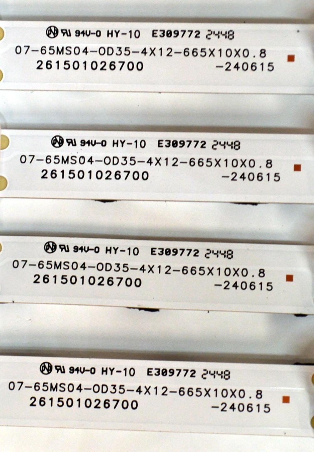 KIT DE LEDS ORIGINAL PARA TV ONN 4 PIEZAS / NUMERO DE PARTE 261501026700 / 07-65MS04-OD35-4X12-665X10X0.8 / 07-65MS04-0D35-4X12-665X10X0.8 / 210BZ12D0A33HBP00N / 2502J324508X / PANEL TPT650WR-QVN07.U / DISPLAY T650QVN07.9 / MODELO 100012587 65" - Imagen 4