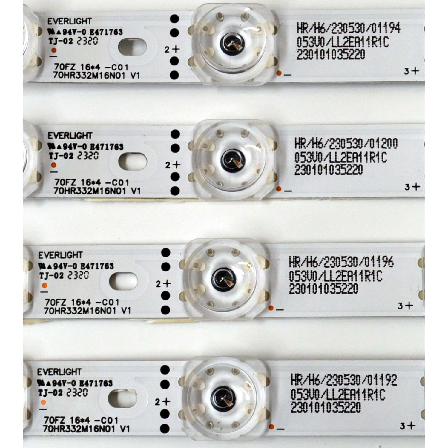 KIT DE LEDS ORIGINAL PARA TV TCL 4 PIEZAS / NUMERO DE PARTE 70HR332M16N01 / 70HR332M16N01 V1 / 70FZ / HR/H6/230530 / 053V0/LL2EA11R1C / 230101035220 / PANEL HK700WLEDM-CV01H / DISPLAY CV700U2-L02 REV:01 / MODELO 70S470G - Imagen 3