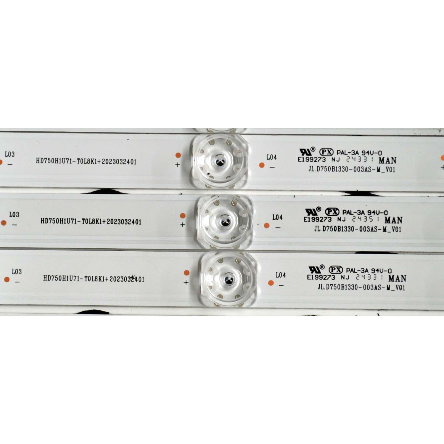 KIT DE LEDS ORIGINAL PARA TV HISENSE 6 PIEZAS / NUMERO DE PARTE JL.D750B1330-003AS-M / JL.D750B1330-003AS-M_V01 / HD750H1U71-T0L8K1/2023032401 / 1404041500 / PANEL HD750H1U71-T0L4K1\ROH / DISPLAY HV750QUB-F92 / MODELO 75R6E5 / 75A6NV - Imagen 3