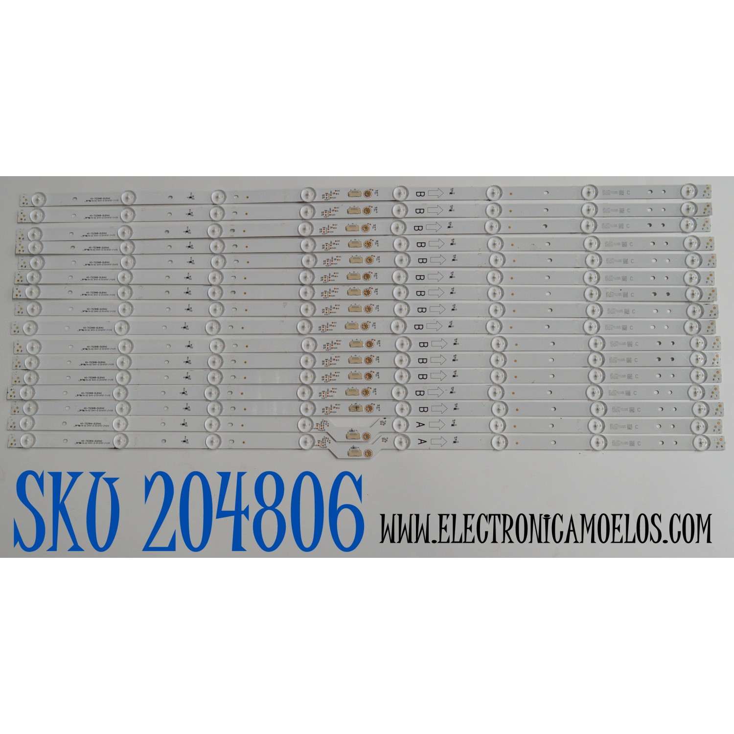 KIT DE LEDS ORIGINAL PARA TV TCL 16 PIEZAS / NUMERO DE PARTE 40-75Z9HA-DLB1AG / 40-75Z9HB-DLB1AG / CR:YHA / B0101-001494 / B0101-001495 / 240722-32NS4 / 240723-32NS4 / PANEL LVU750NDJL / DISPLAY ST7461D03-2 VER.2.3 / MODELO 75Q691G / 75Q691F