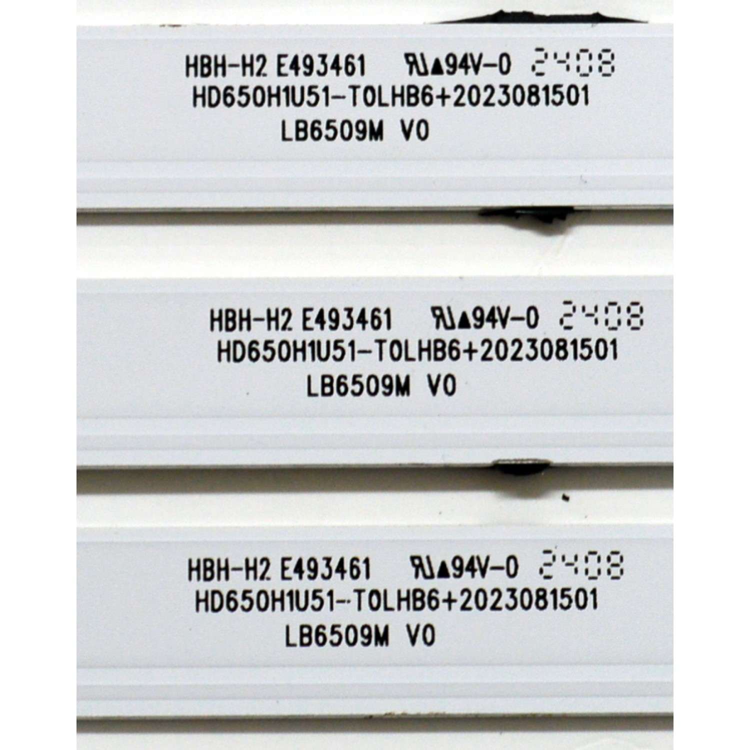 KIT DE LEDS ORIGINAL PARA TV HISENSE 8 PIEZAS / NUMERO DE PARTE LB6509M / LB6509M V0 / HD650H1U51-T0LHB6/2023081501 / HBH-H2 / 1318345 / HE240403 / 9D34 B1 / PANEL HD650H1U74-T0L7B6 / DISPLAY HV650QUB-E75 REV.2.0 / MODELO 65QD7N / 65QD65NF - Imagen 4