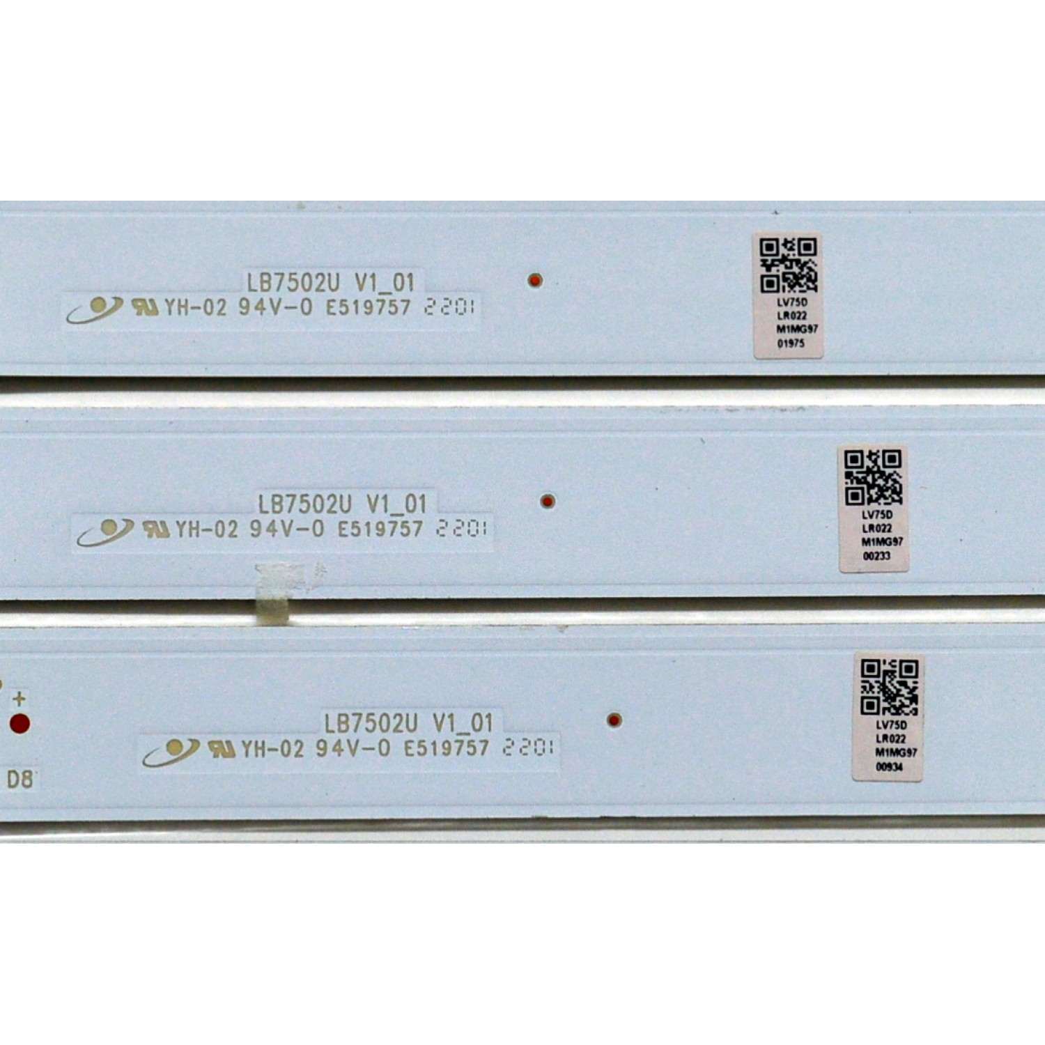 KIT DE LEDS ORIGINAL PARA TV VIZIO 12 PIEZAS / NUMERO DE PARTE LB7502U / LB7502U V0_01 / LB7502U V1_01 / LV75D / LR022 / LL022 / M1MG97 / DISPLAY JR745R3HA2Y / MODELO V755M-K03 / V755M-K03 LFTVN2LY - Imagen 3