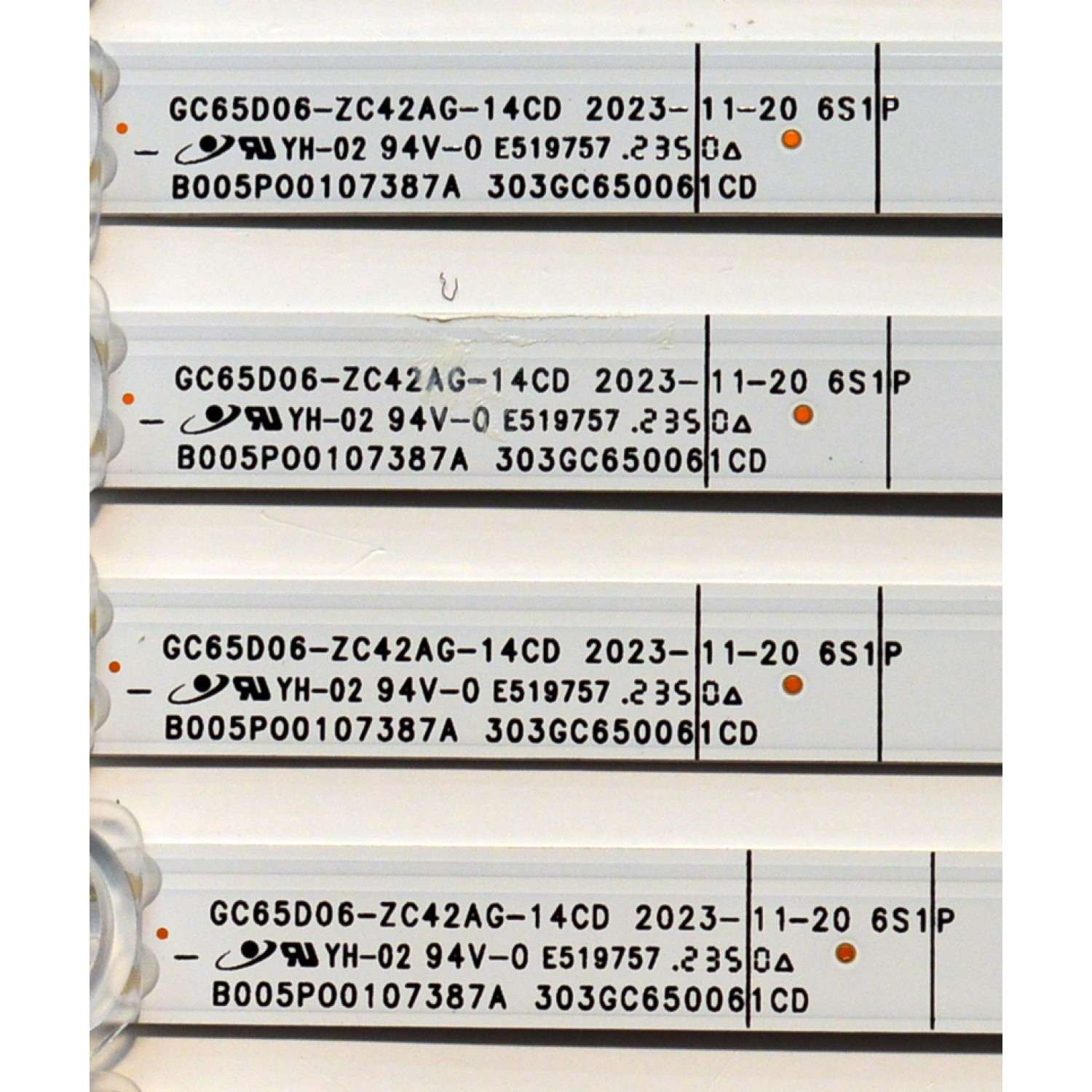 KIT DE LEDS ORIGINAL PARA TV LG 8 PIEZAS / NUMERO DE PARTE 303GC650061CD / GC65D06-ZC42AG-14CD / B005P00107387A / 2300022480 / 70401-01871 / 240116AB03 / GC650M32 / PANEL BOE650WQ1BF7D / DISPLAY HV650QUB-F7D / MODELO 65UT7570PUB / 65UT7570PUB.CUSFBH - Imagen 3